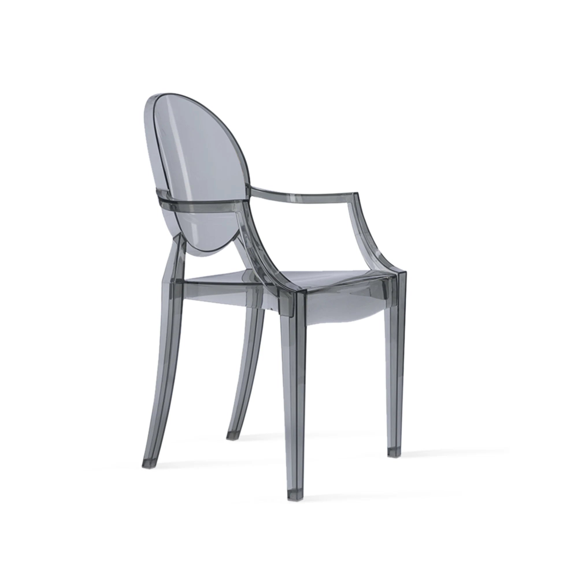 MODE Philippe Starck Louis Ghost Chair with Arms Replica, Smoky Black