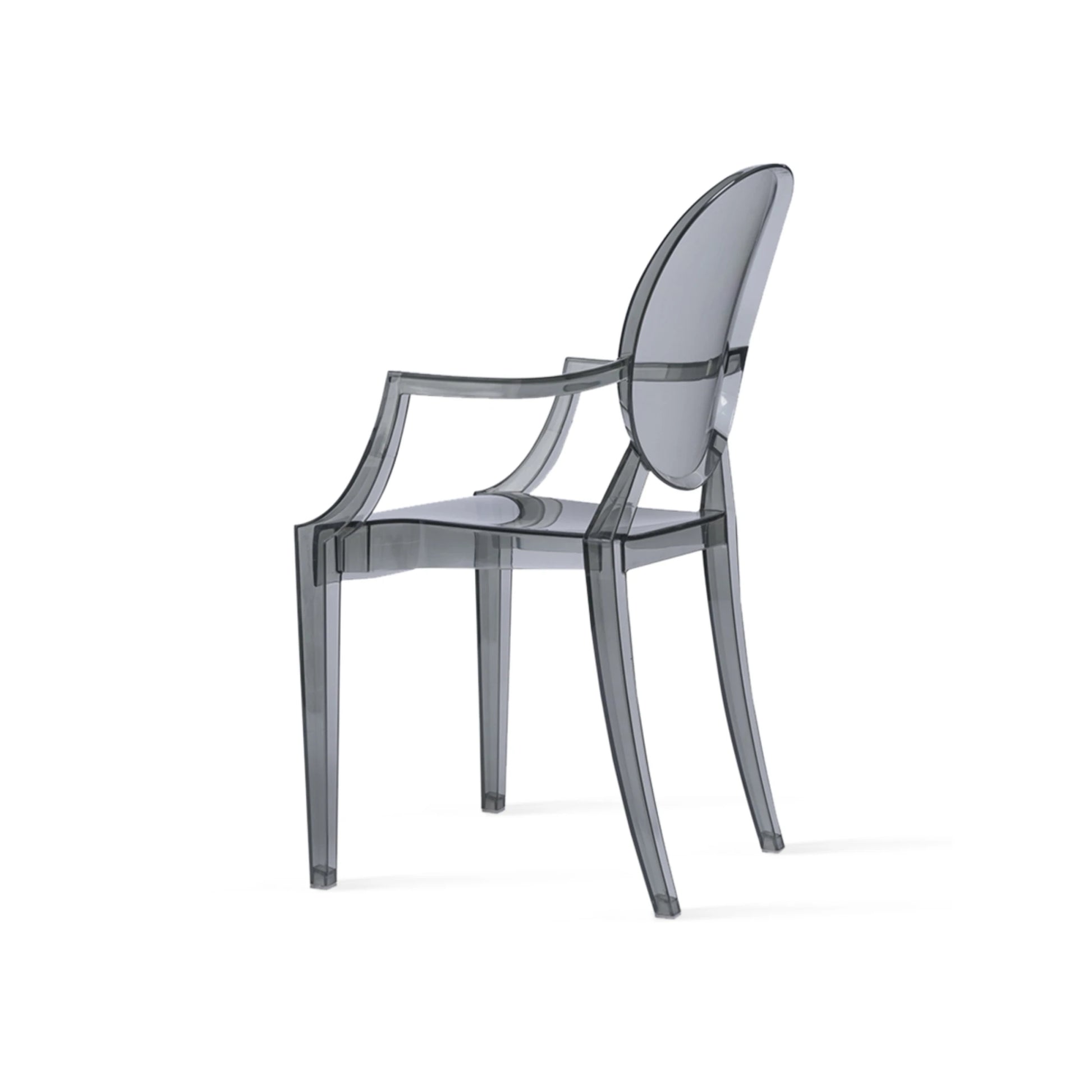 MODE Philippe Starck Louis Ghost Chair with Arms Replica, Smoky Black