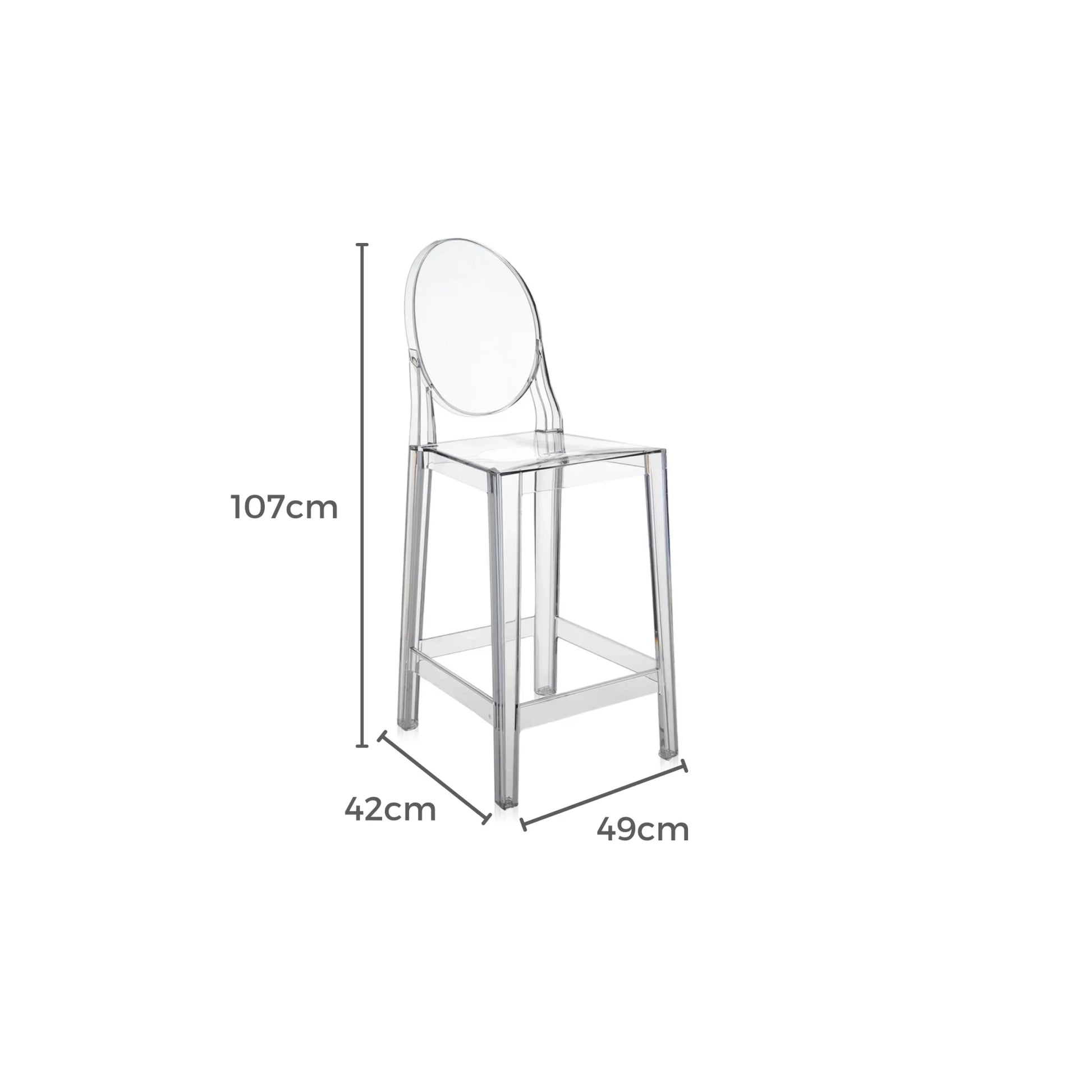 MODE Philippe Starck Victoria Ghost Bar Stool With Back Replica, Set of 2