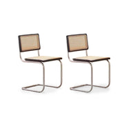 MODE Marcel Breuer Cesca Cane Dining Chair Replica, Black, Set of 2