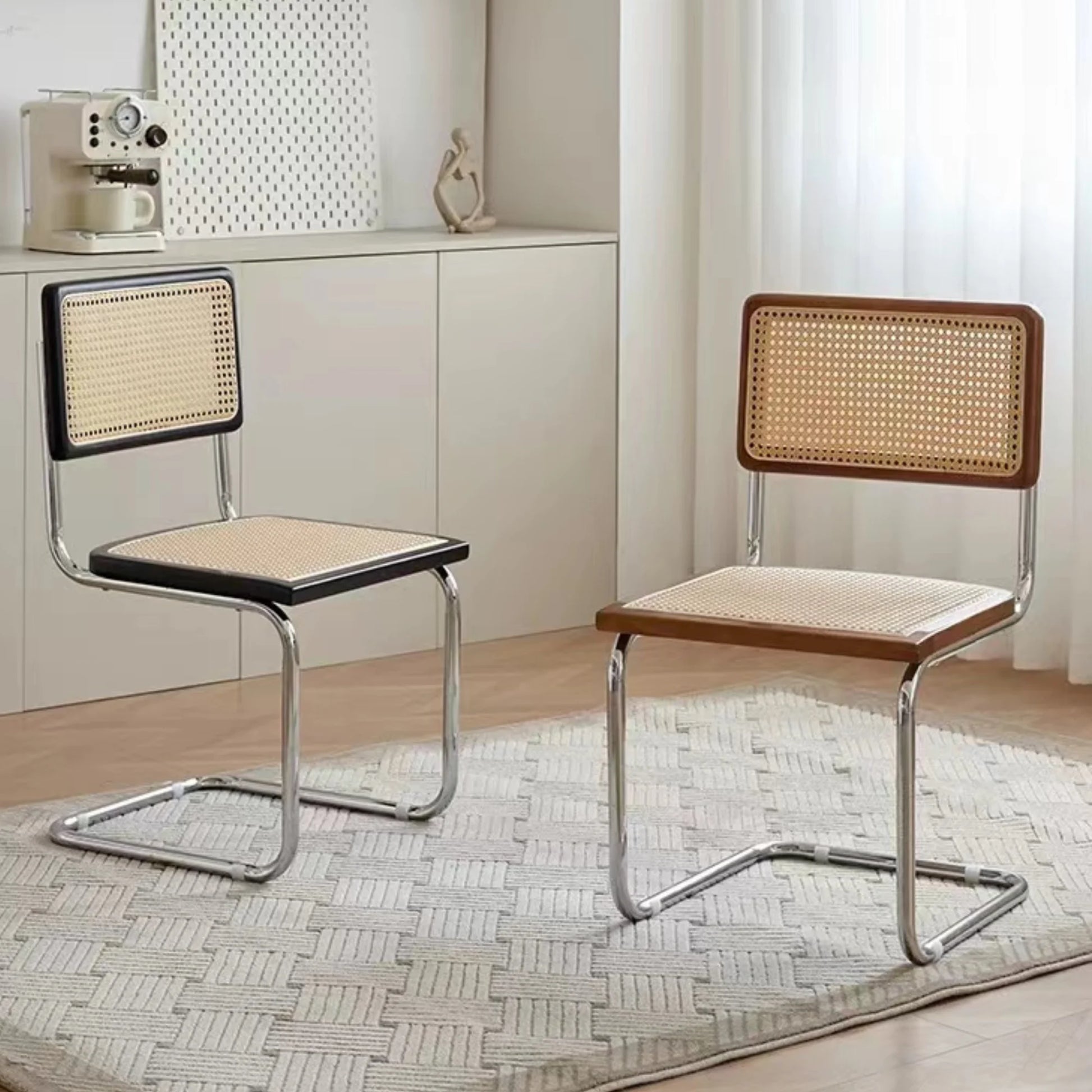 MODE Marcel Breuer Cesca Cane Dining Chair Replica, Black, Set of 2