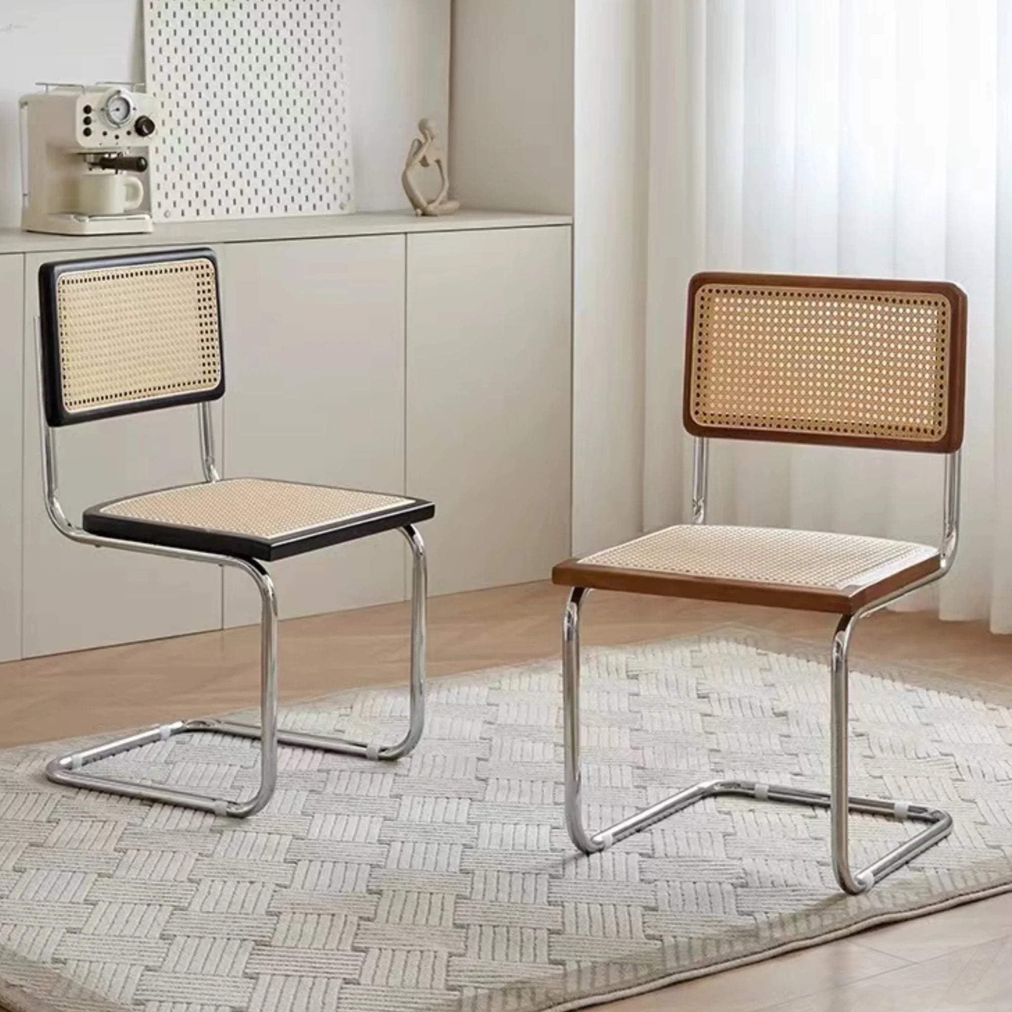 MODE Marcel Breuer Cesca Cane Dining Chair Replica, Black, Set of 2