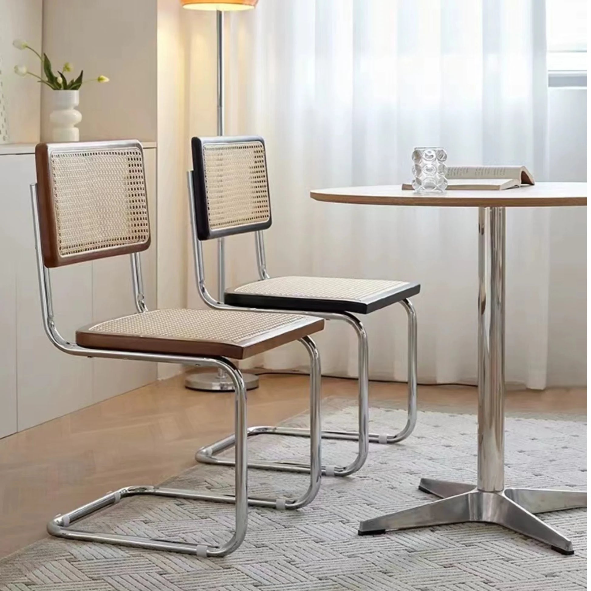 MODE Marcel Breuer Cesca Cane Dining Chair Replica, Black, Set of 2