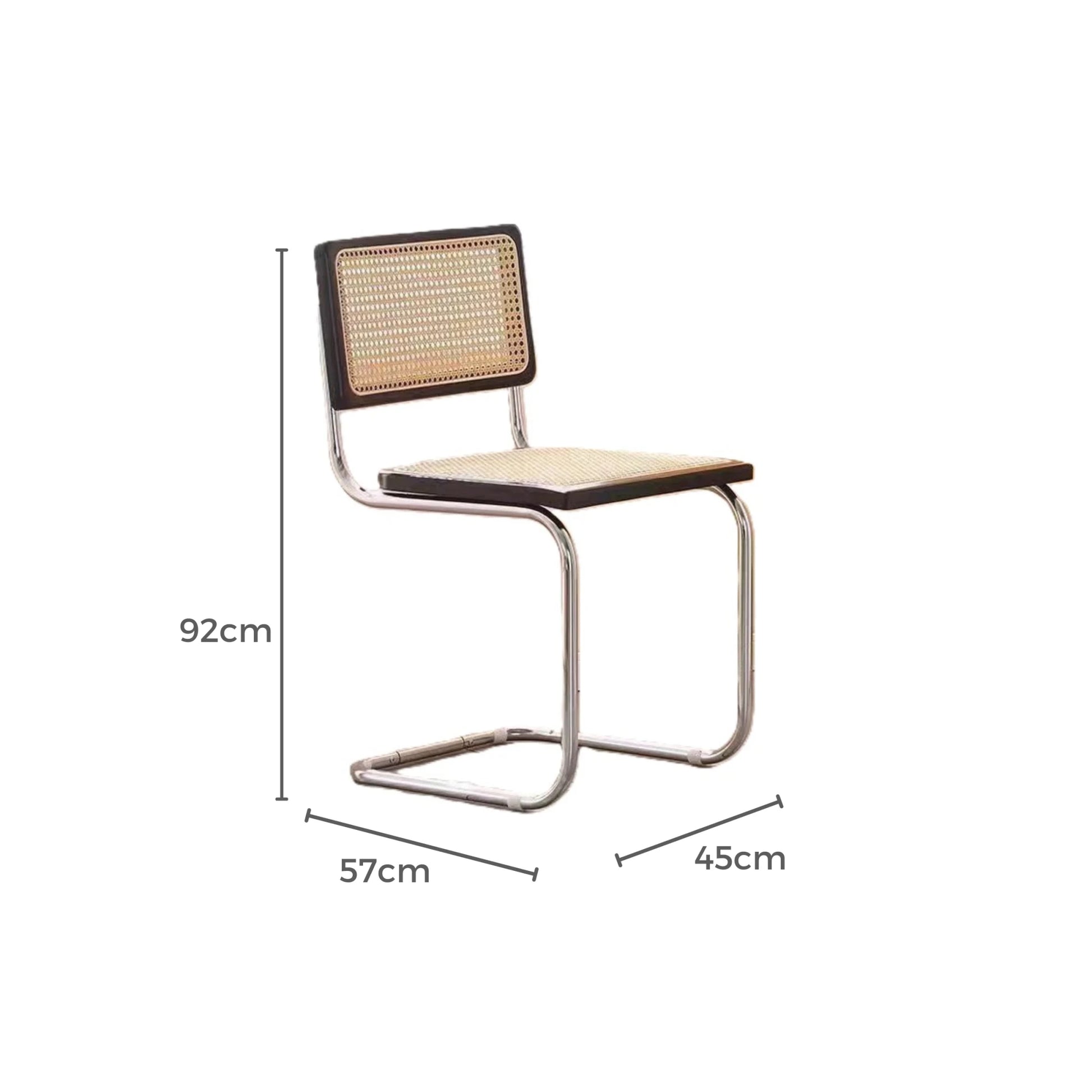 MODE Marcel Breuer Cesca Cane Dining Chair Replica, Black, Set of 2