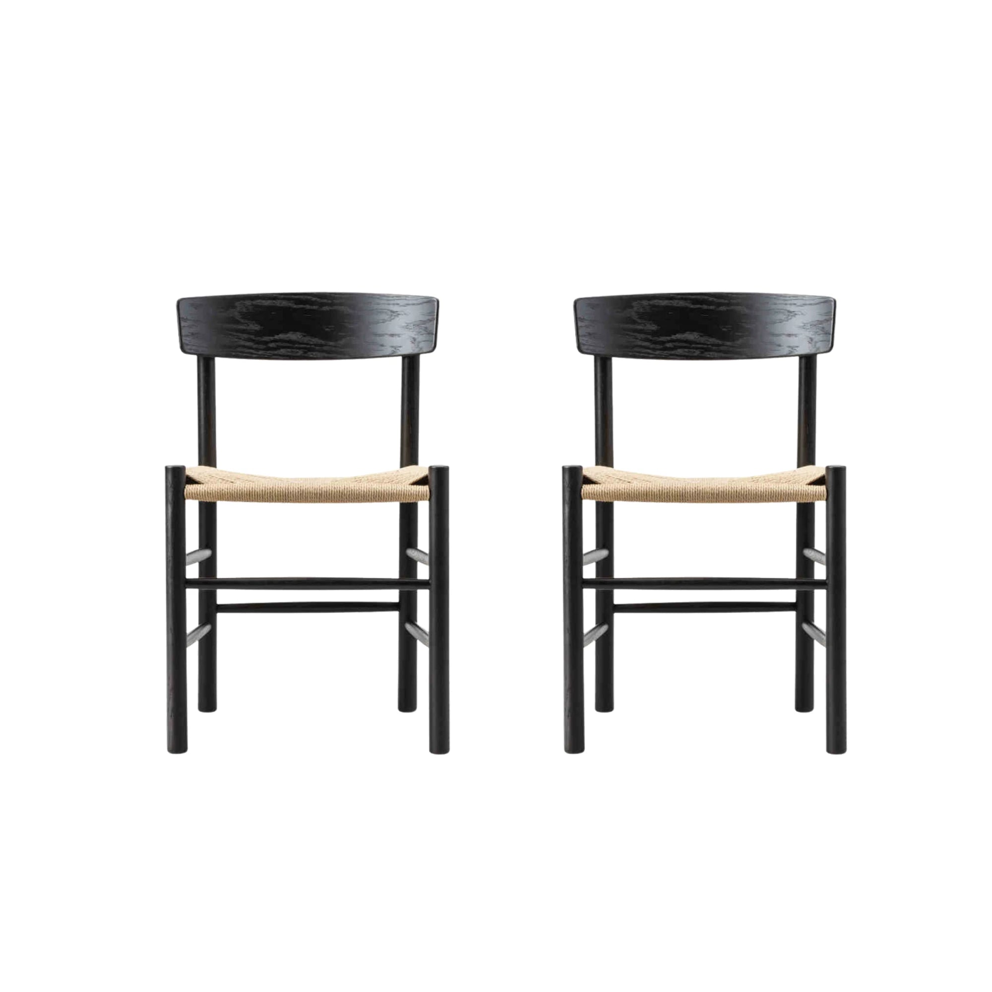 MODE Borge Mogensen Shaker Chair J39 Replica, Black, Set of 2