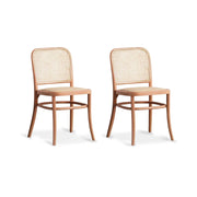 MODE Josef Hoffman No. 811 Dining Chair Replica, Natural Wood, Set of 2