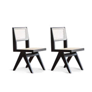 MODE Pierre Jeanneret Dining Chair Replica, Black, Set of 2