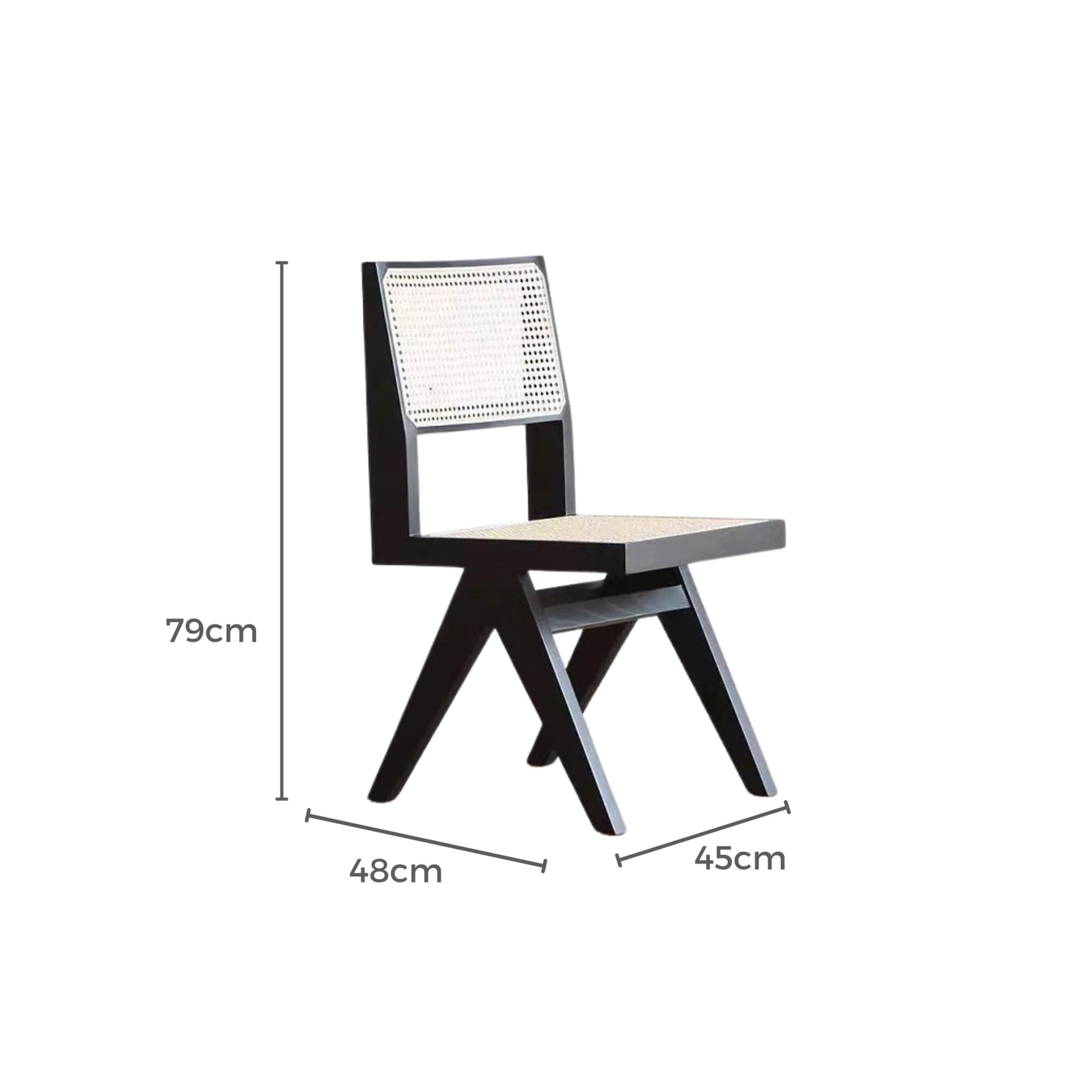 MODE Pierre Jeanneret Dining Chair Replica, Black, Set of 2