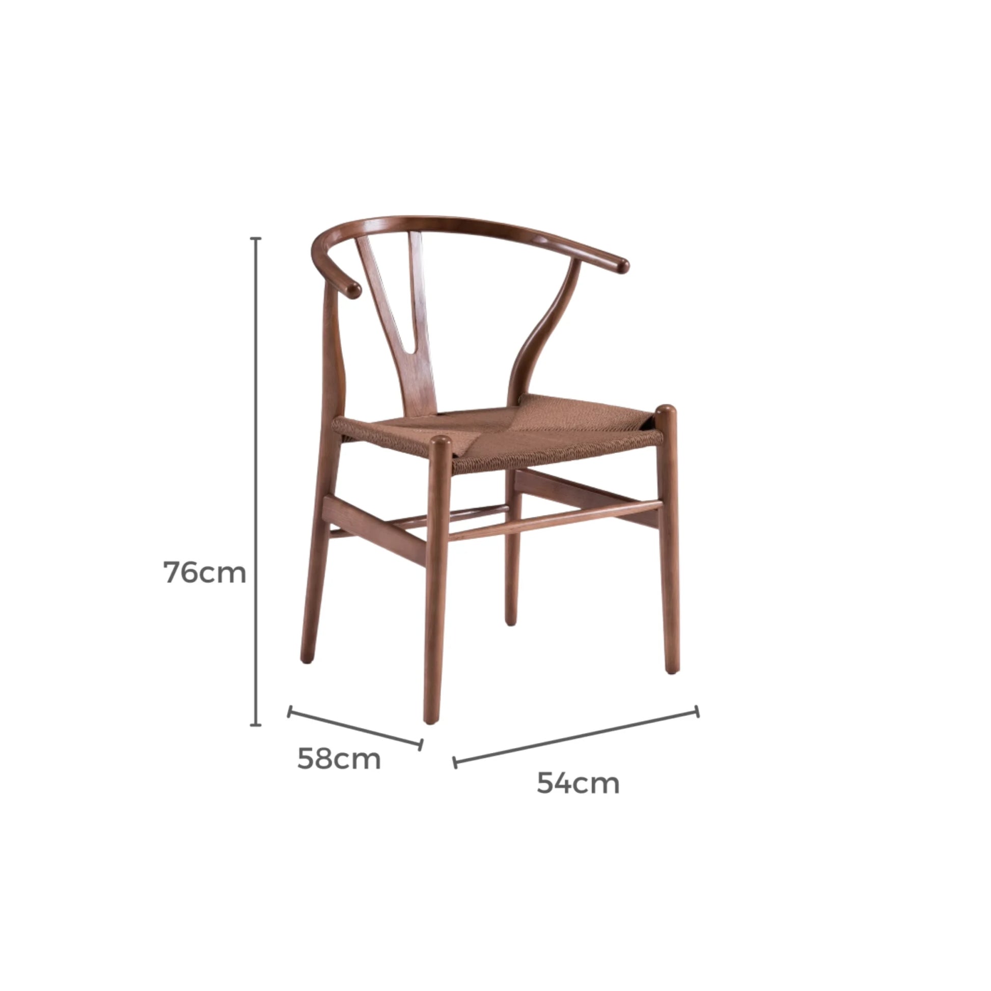 MODE Hans Wegner Wishbone Dining Chair CH24 Replica, Dark Wood, Set of 2