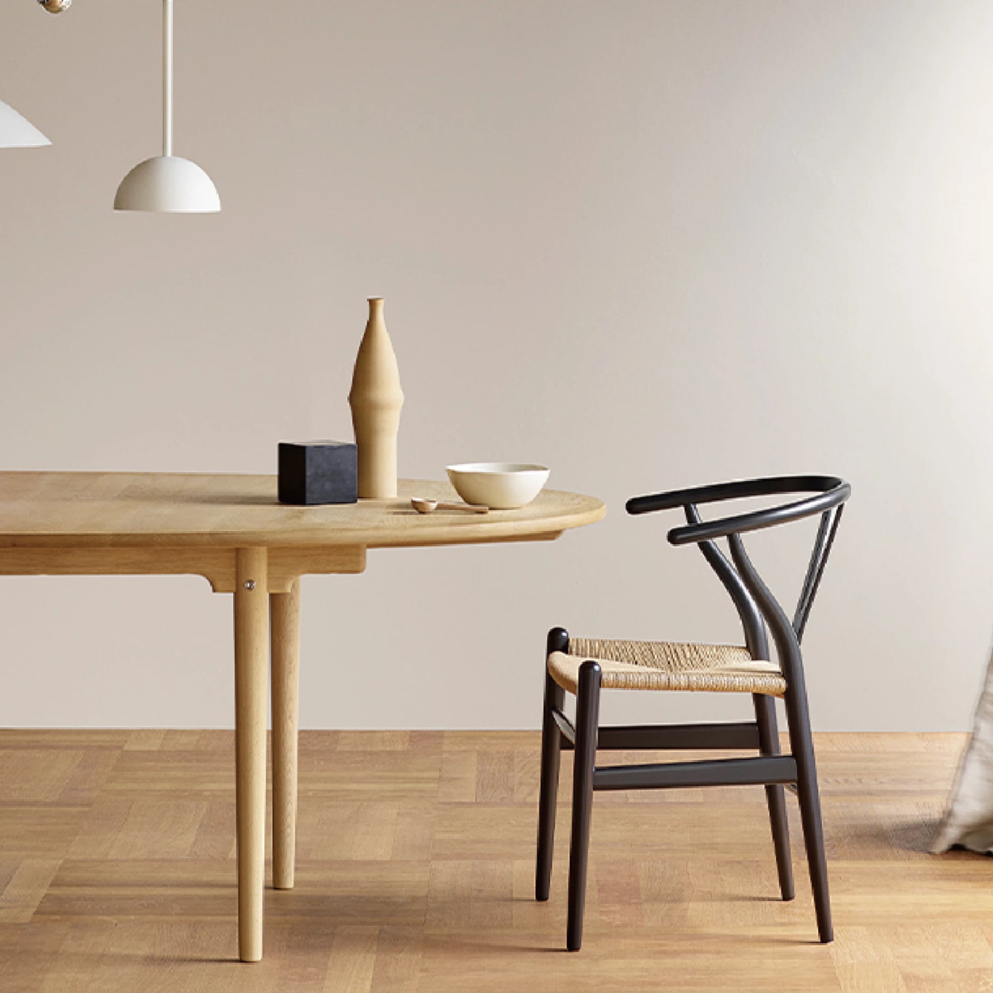 MODE Hans Wegner Wishbone Dining Chair CH24 Replica, Black, Set of 2