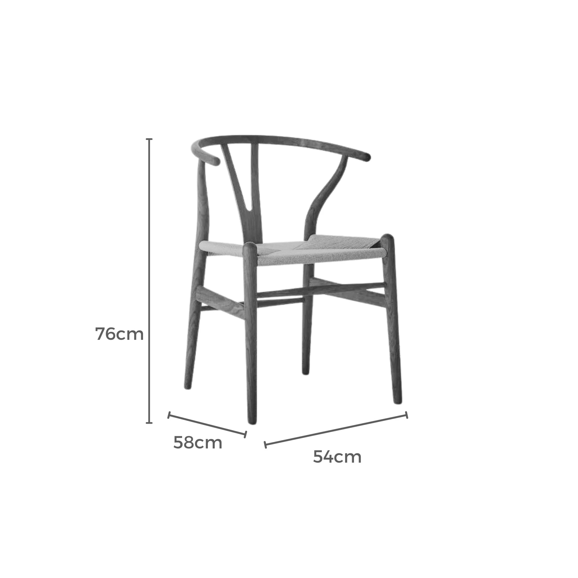 MODE Hans Wegner Wishbone Dining Chair CH24 Replica, Black, Set of 2