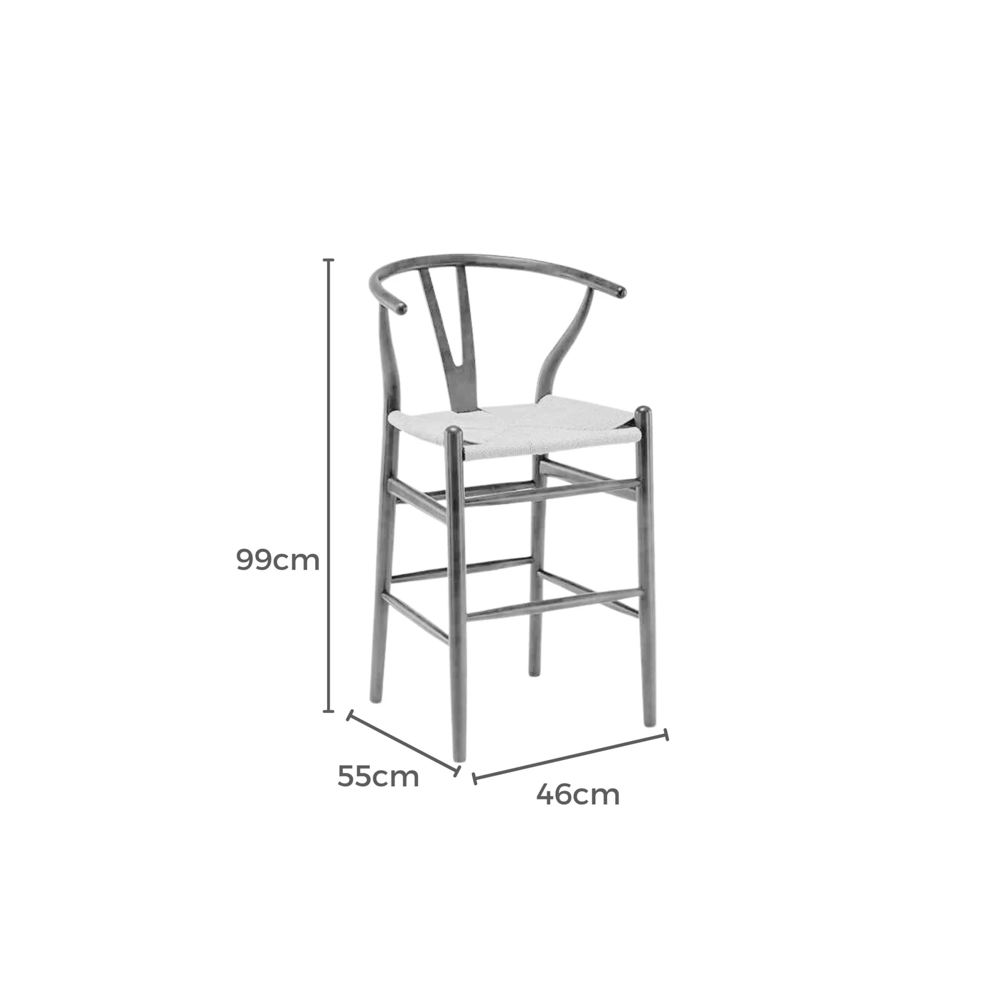 MODE Hans Wegner Wishbone Bar Stool Replica, Natural Wood, Set of 2
