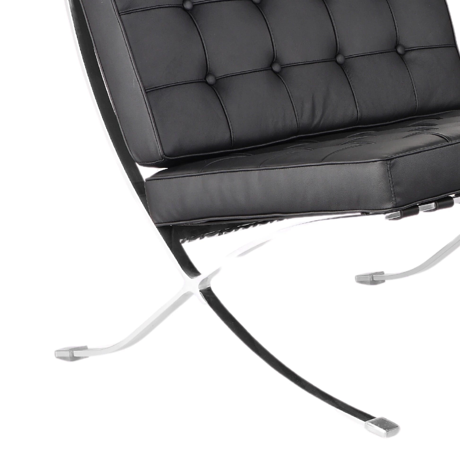 MODE Mies Van Der Rohe Barcelona Chair with Ottoman Replica, 1-Seater