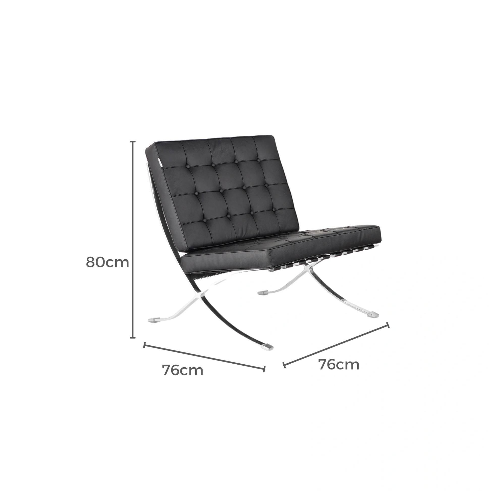 MODE Mies Van Der Rohe Barcelona Chair with Ottoman Replica, 1-Seater