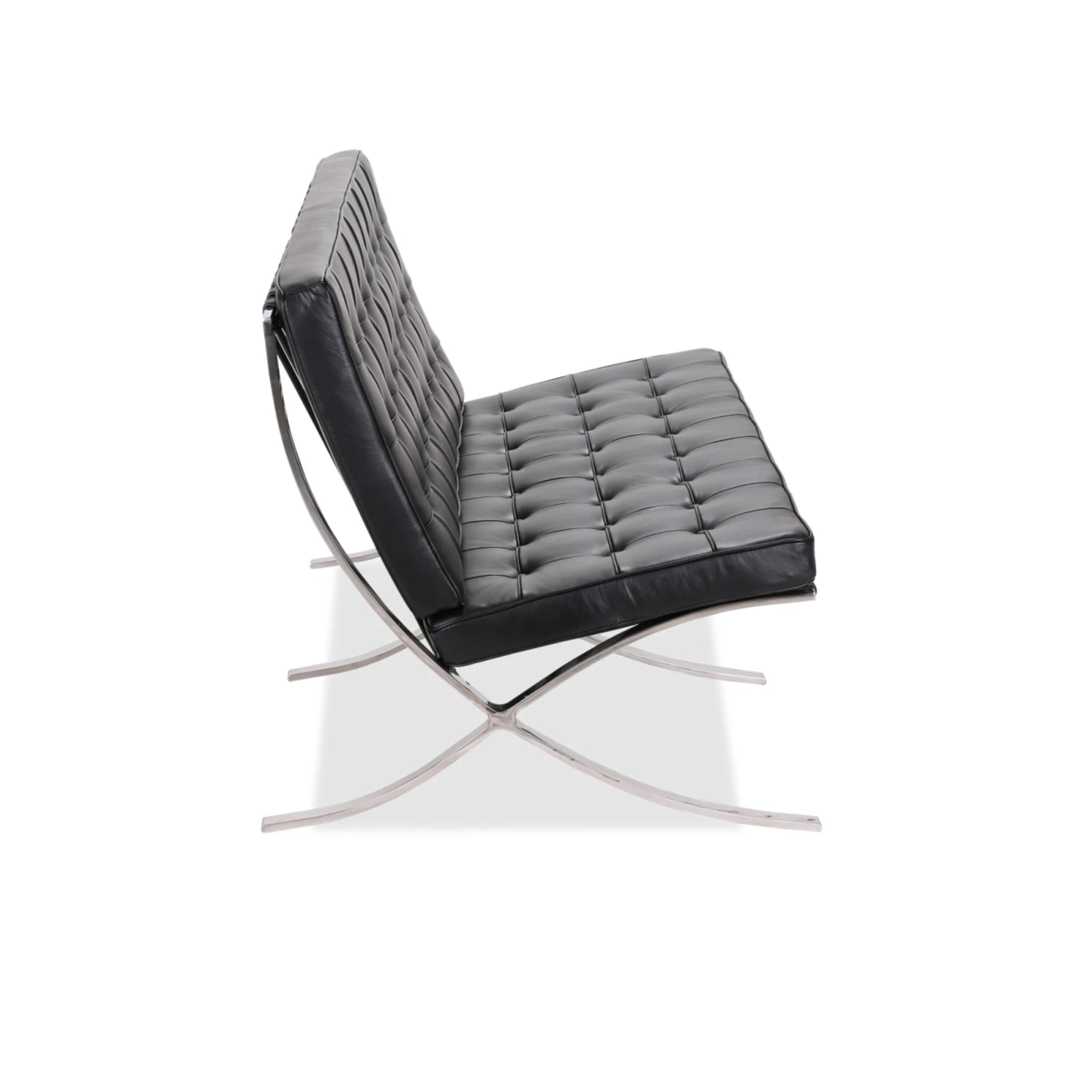 MODE Mies Van Der Rohe Barcelona Chair with Ottoman Replica, 2-Seater