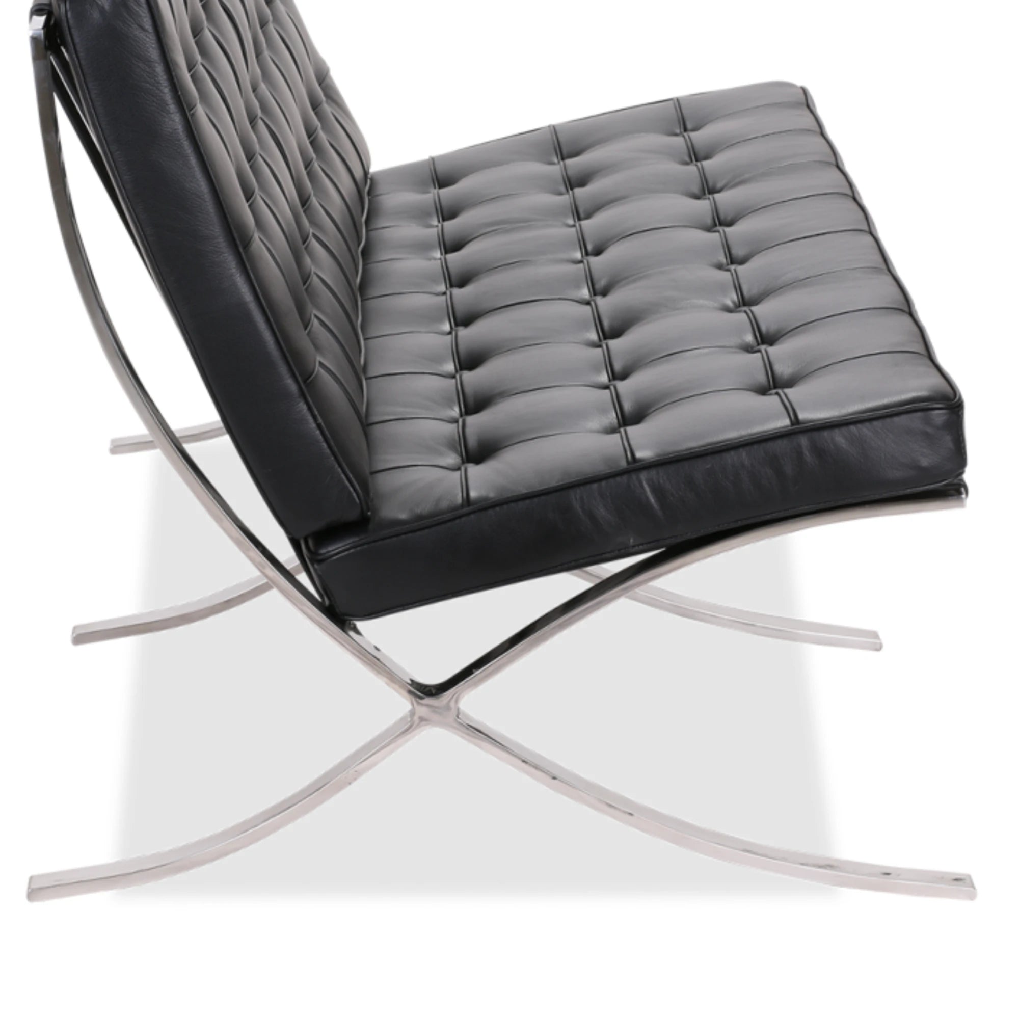 MODE Mies Van Der Rohe Barcelona Chair with Ottoman Replica, 2-Seater