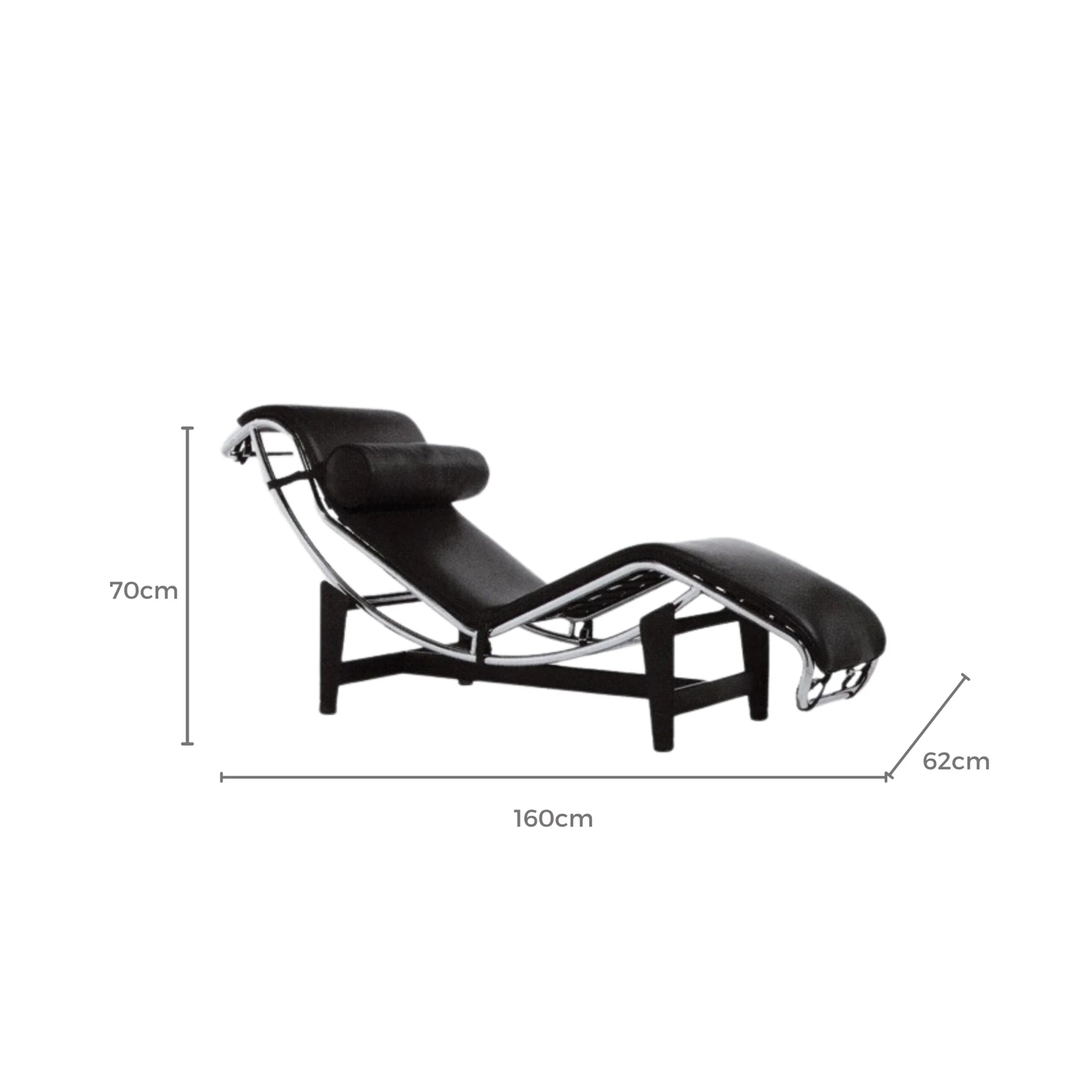 MODE Le Corbusier LC4 Chaise Lounge Replica, Genuine Leather