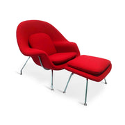 MODE Eero Saarinen Womb Chair with Ottoman Replica, Red