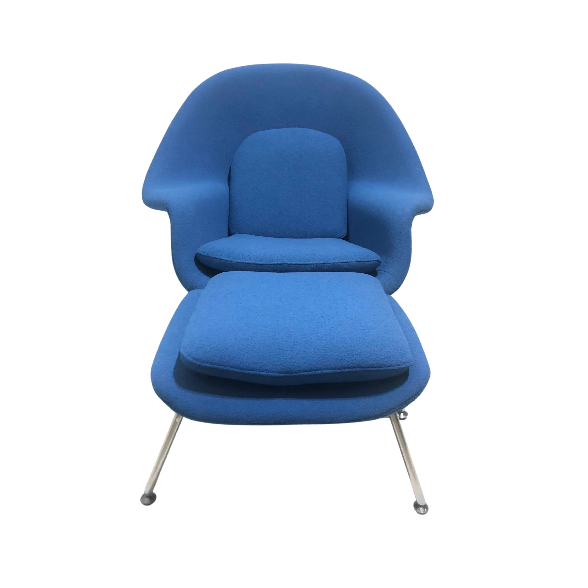 MODE Eero Saarinen Womb Chair with Ottoman Replica, Blue