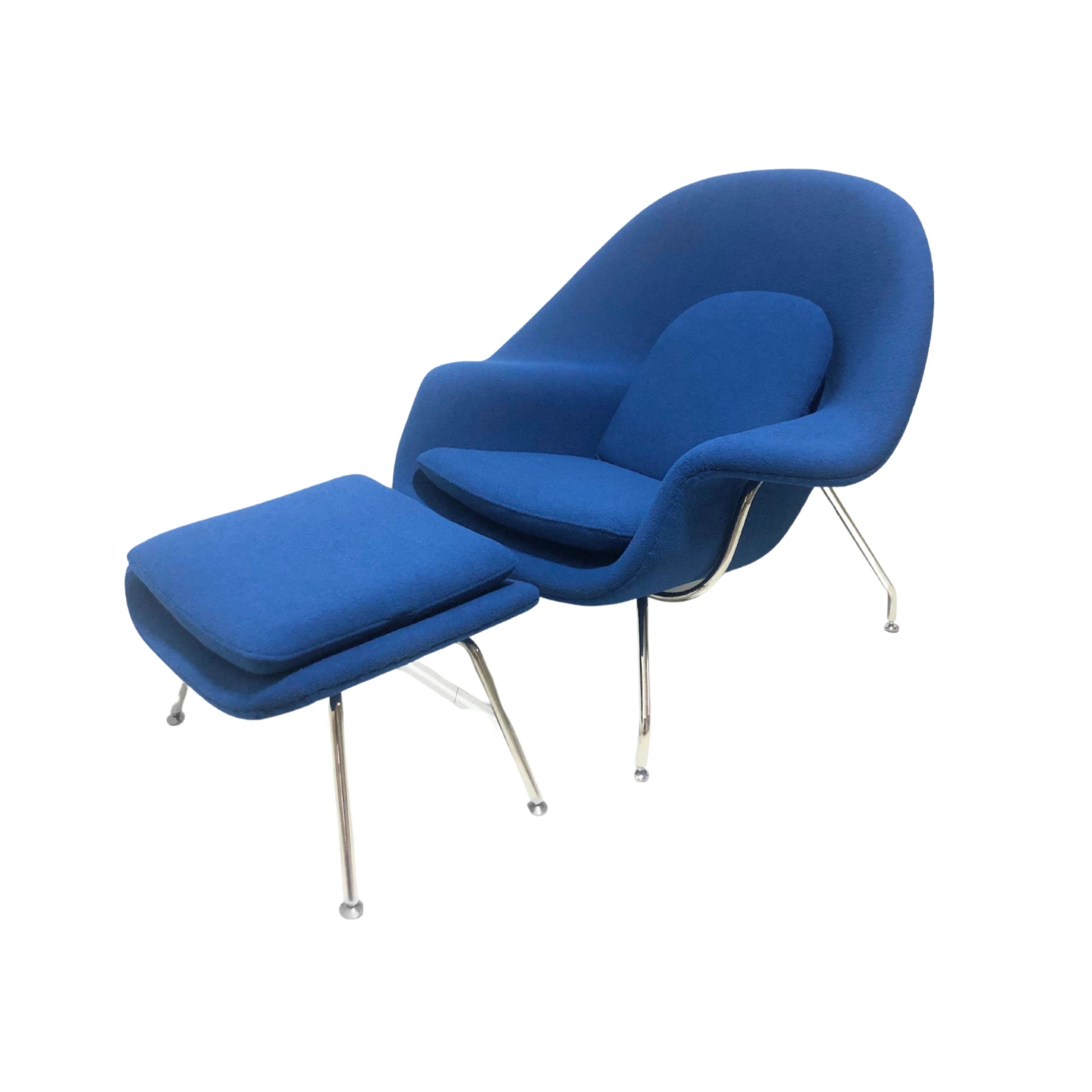 MODE Eero Saarinen Womb Chair with Ottoman Replica, Blue