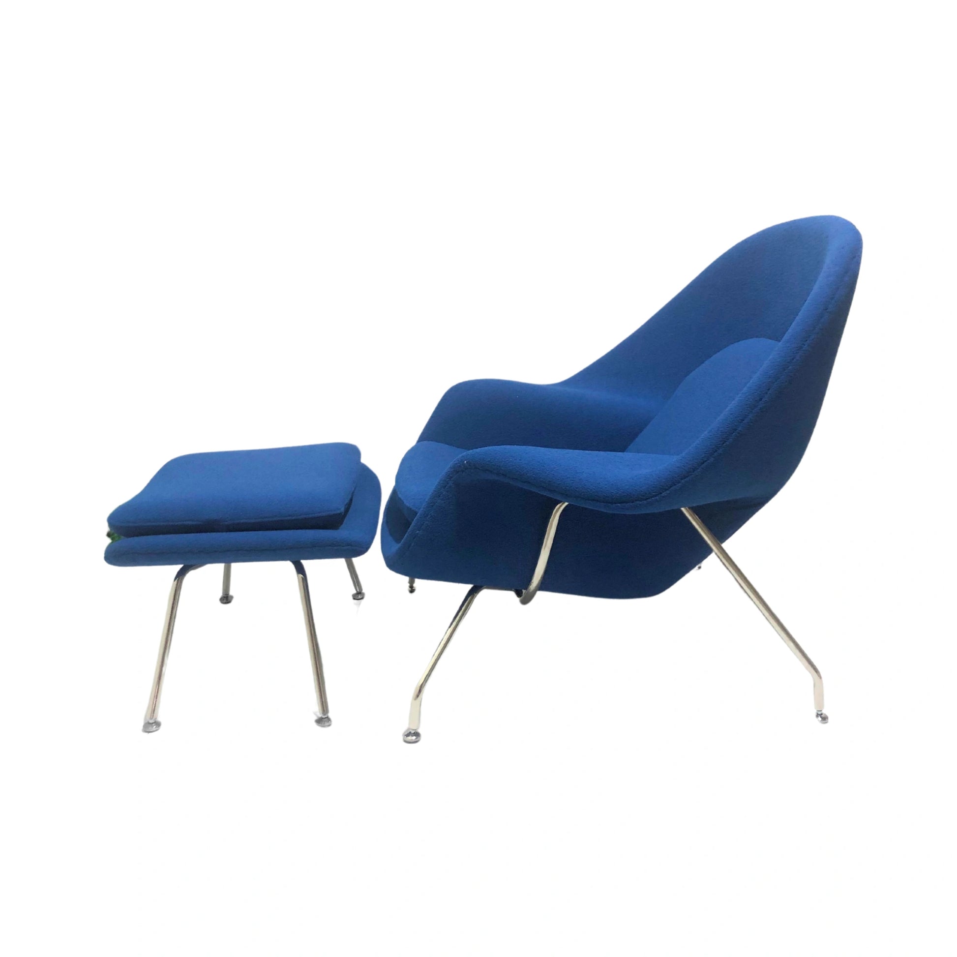 MODE Eero Saarinen Womb Chair with Ottoman Replica, Blue