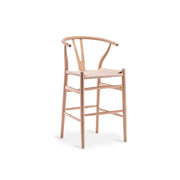 MODE Hans Wegner Wishbone Bar Stool Replica, Natural Wood