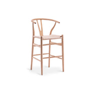 MODE Hans Wegner Wishbone Bar Stool Replica, Natural Wood