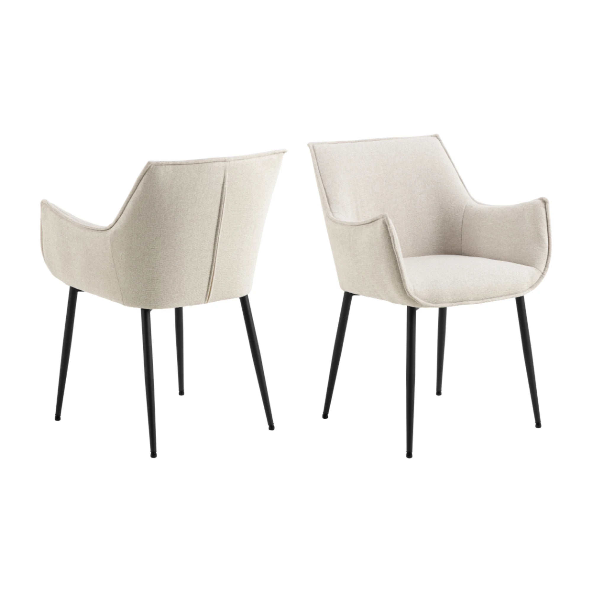 Hjem Design Bonray Dining Chair, Beige, Set of 2