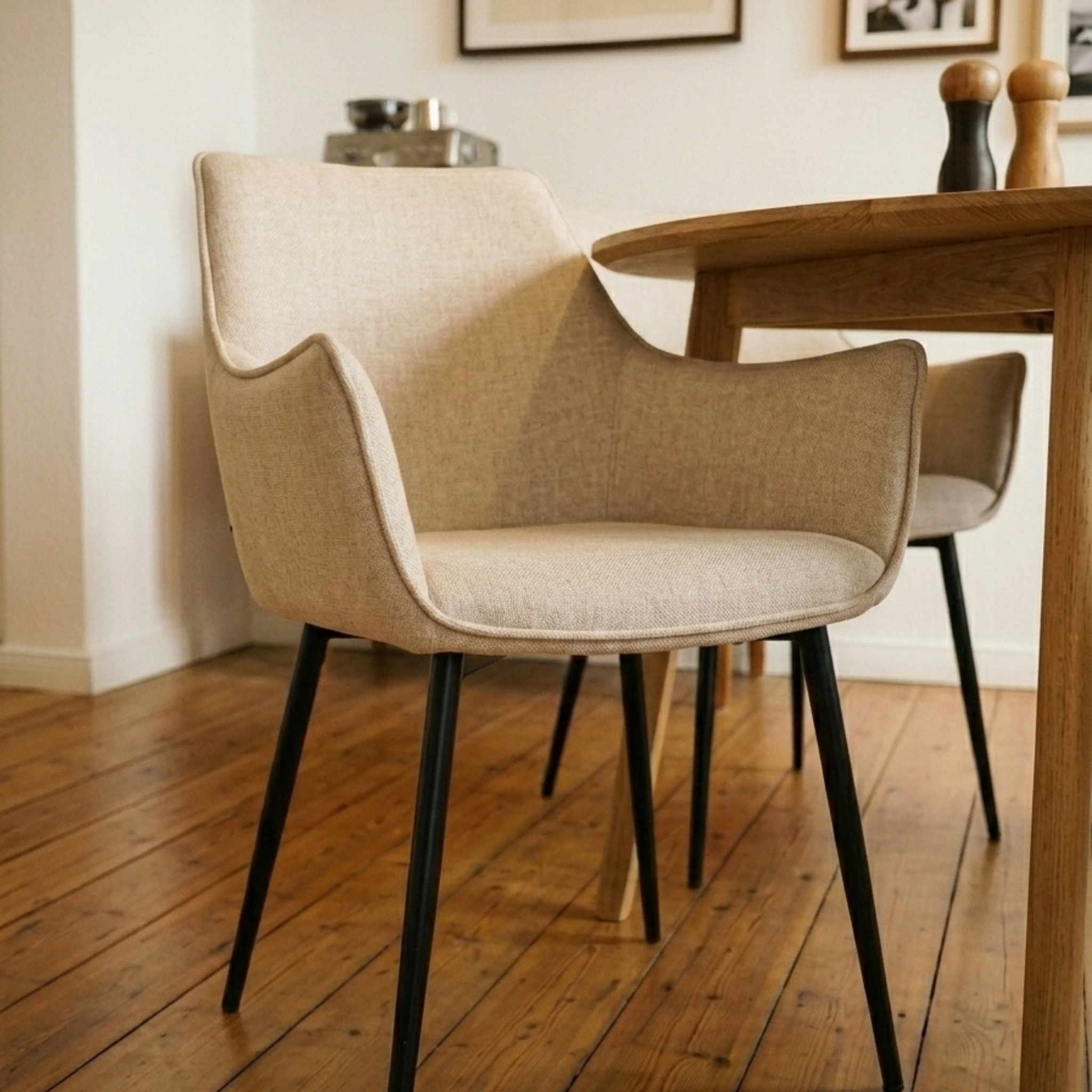 Hjem Design Bonray Dining Chair, Beige, Set of 2