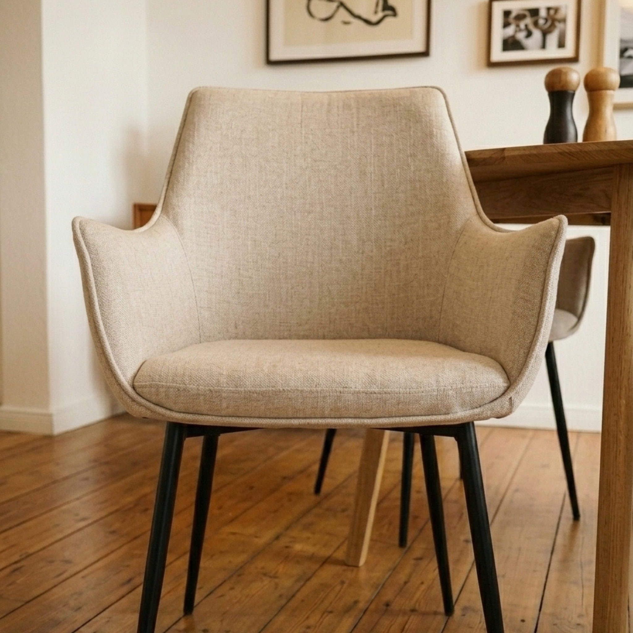 Hjem Design Bonray Dining Chair, Beige, Set of 2