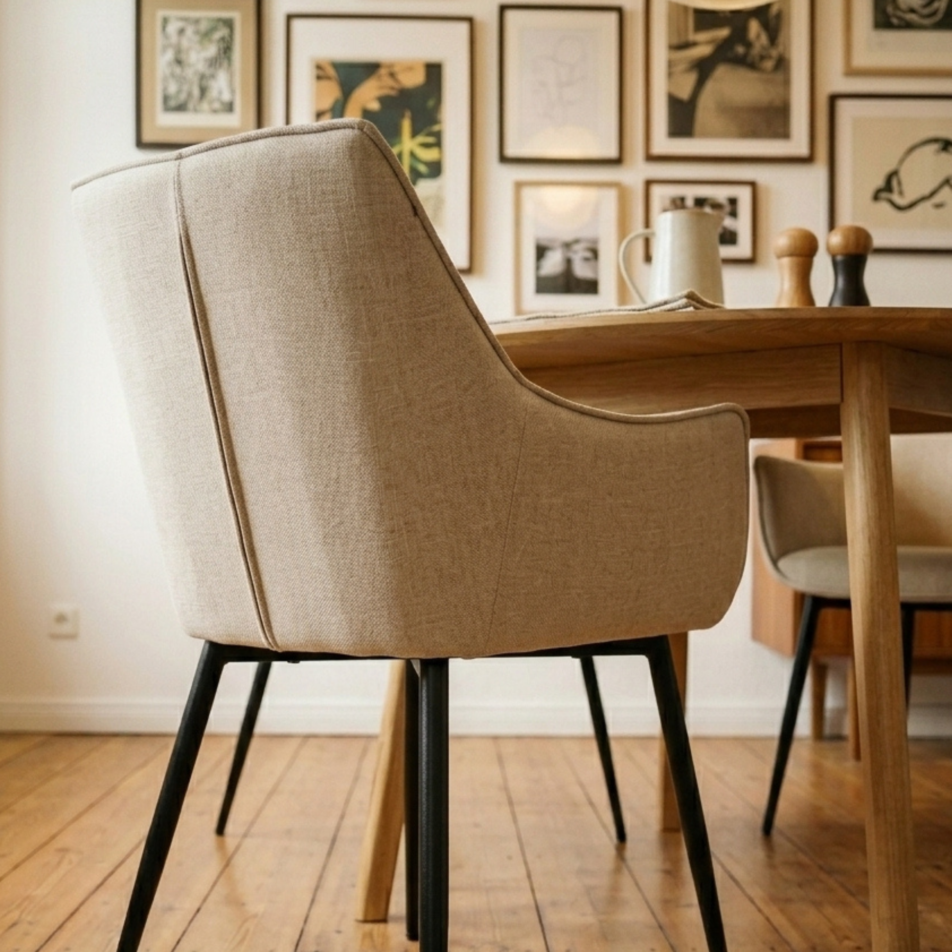 Hjem Design Bonray Dining Chair, Beige, Set of 2