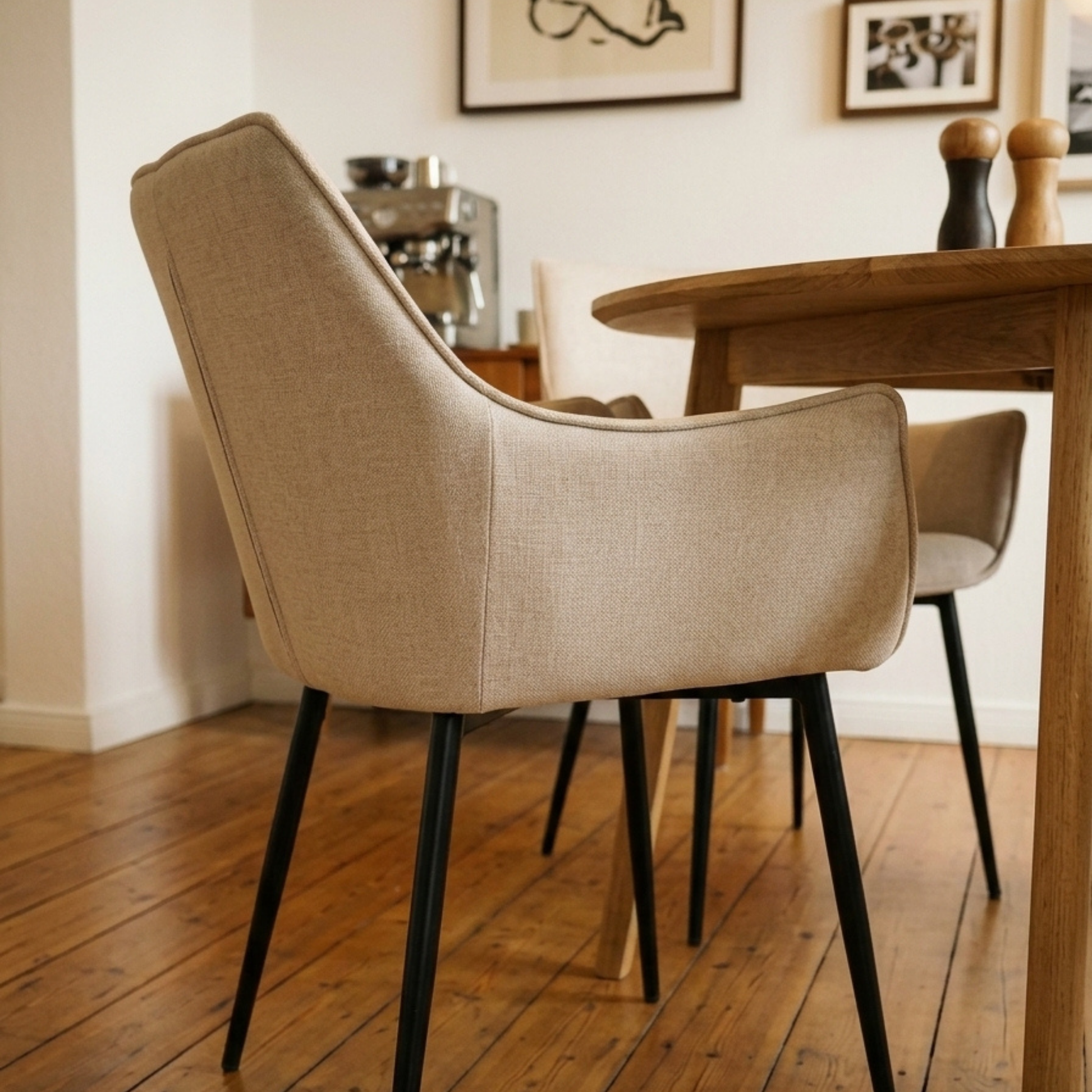 Hjem Design Bonray Dining Chair, Beige, Set of 2