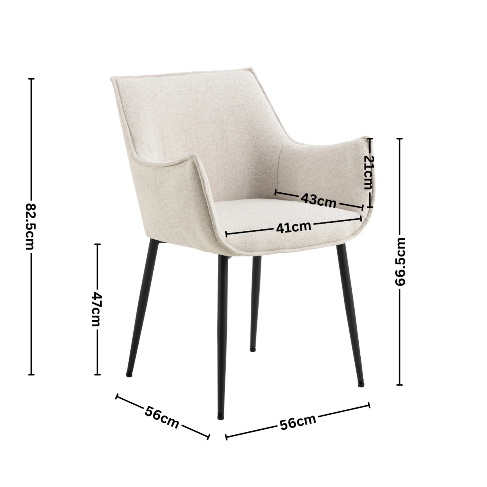 Hjem Design Bonray Dining Chair, Beige, Set of 2