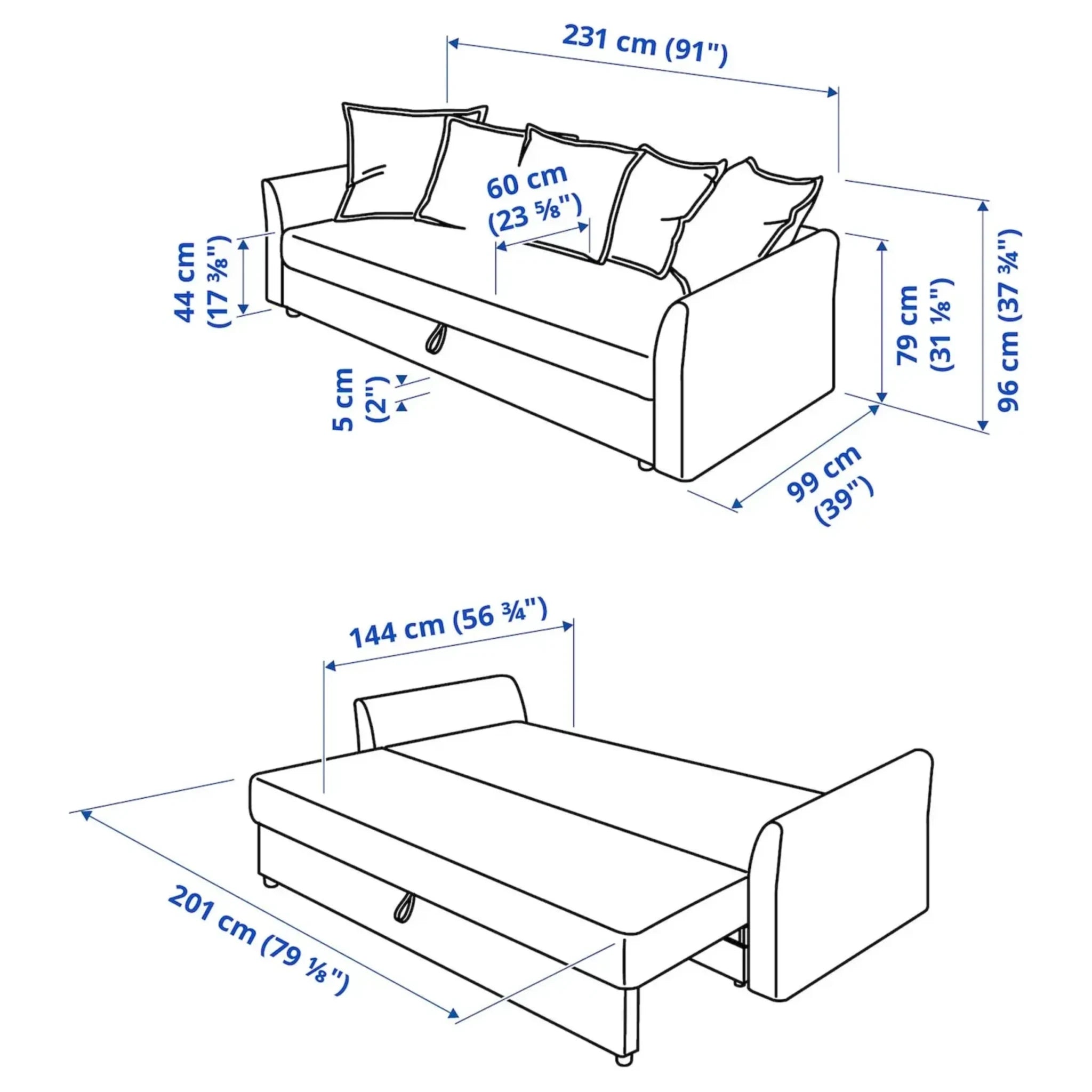 IKEA HOLMSUND 3-seat sofa bed, Borgunda beige