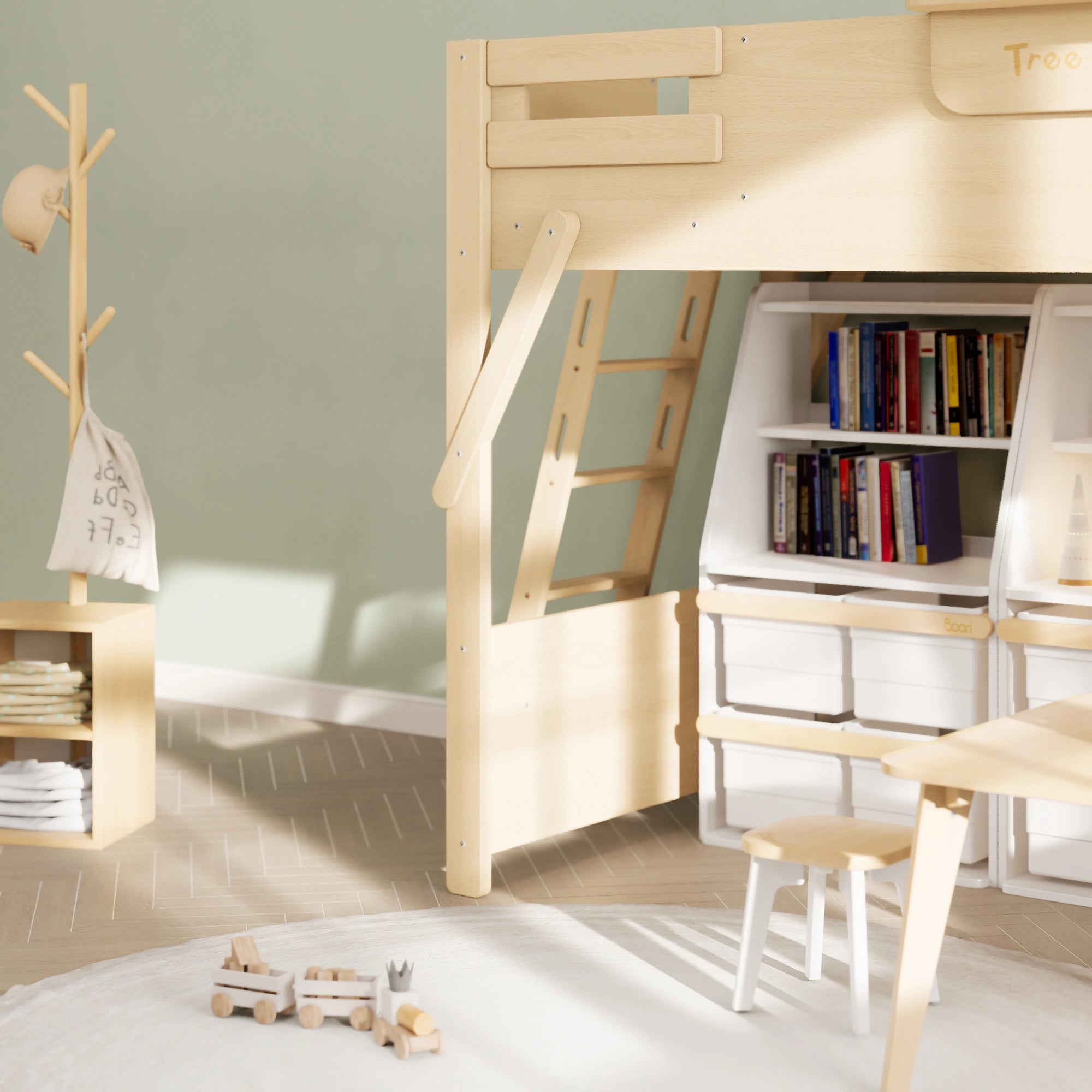 Boori Treehouse Kids NZ King Single Loft Bed + Ladder, Beech