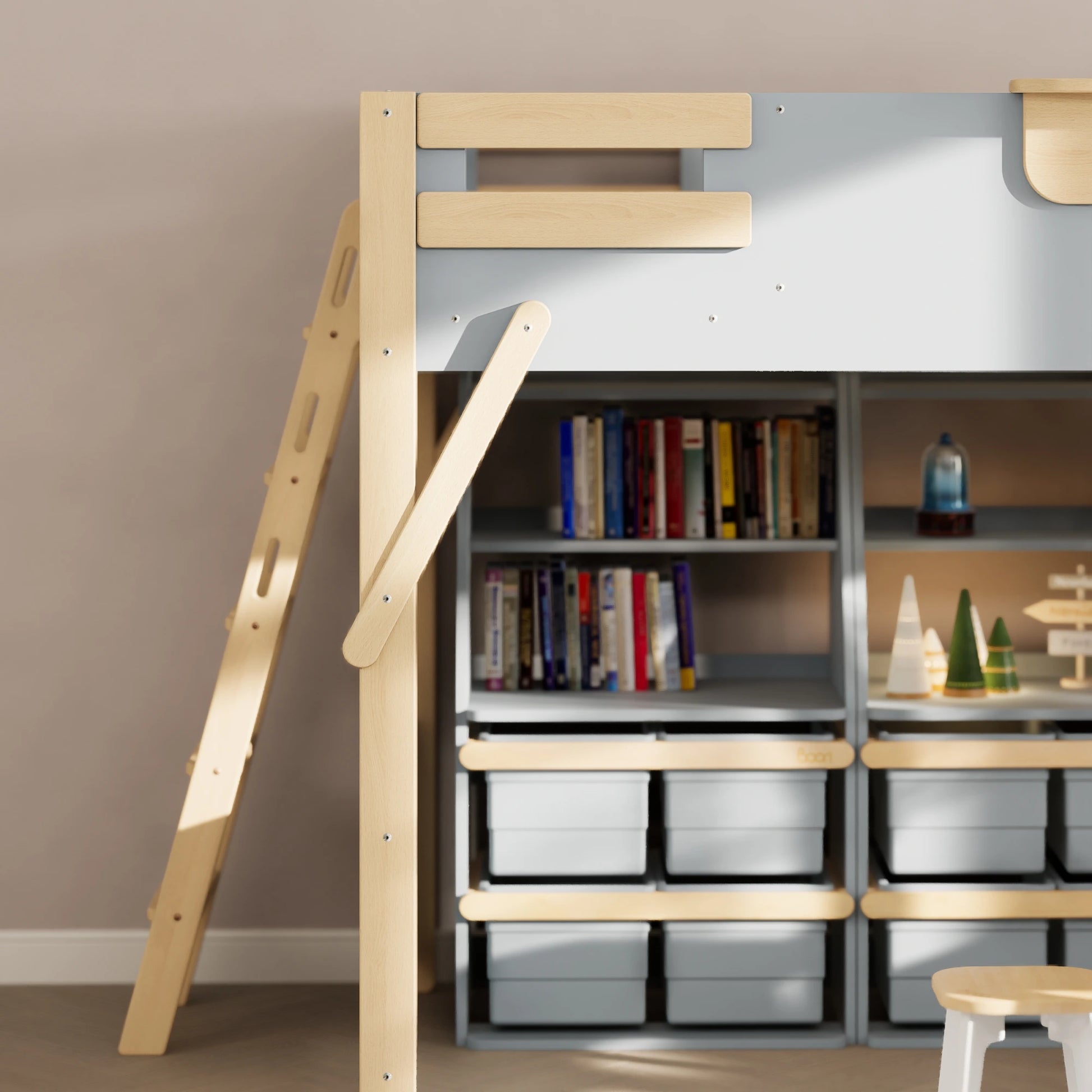 Boori Treehouse Kids NZ King Single Loft Bed + Ladder, Blueberry