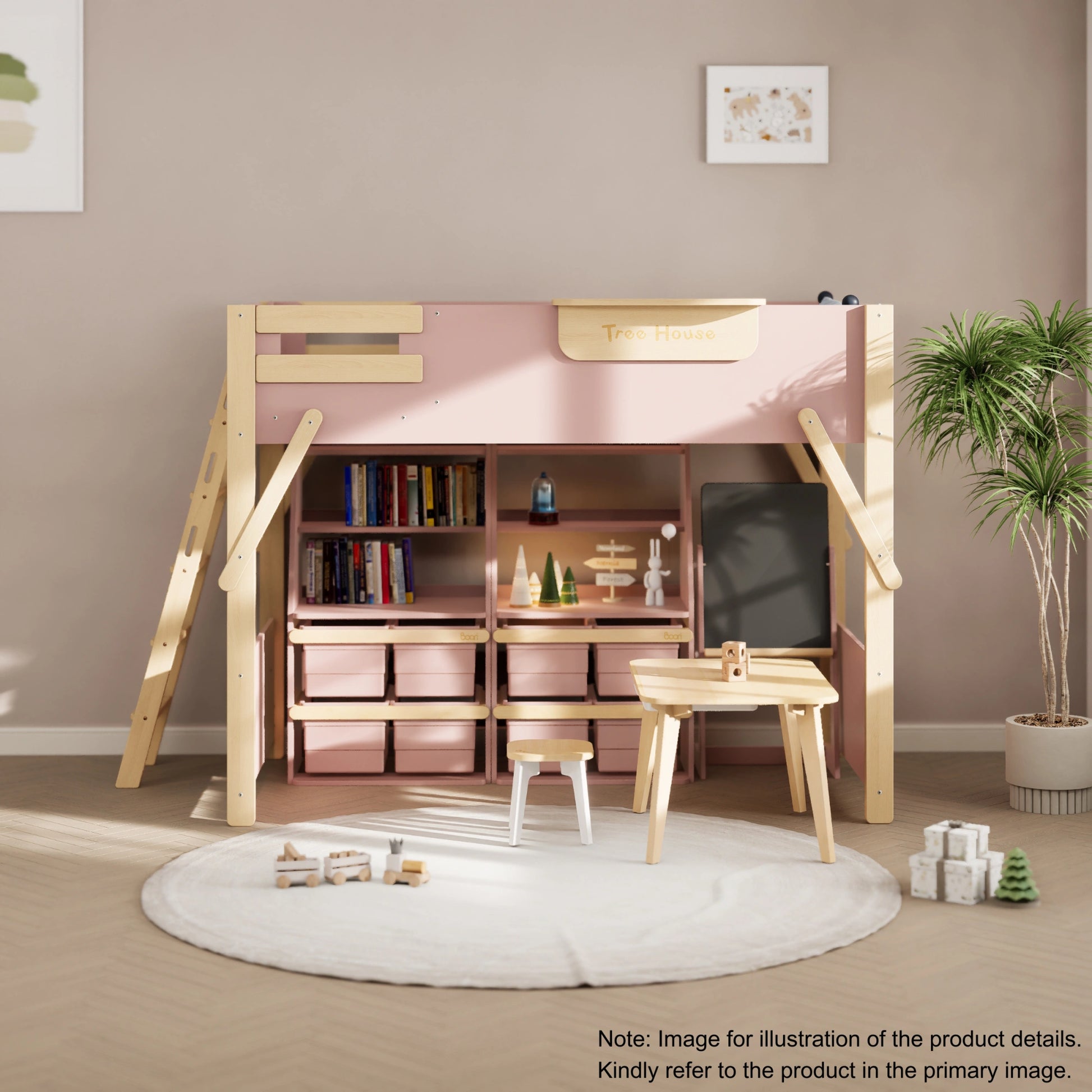 Boori Treehouse Kids NZ King Single Loft Bed + Ladder, Cherry