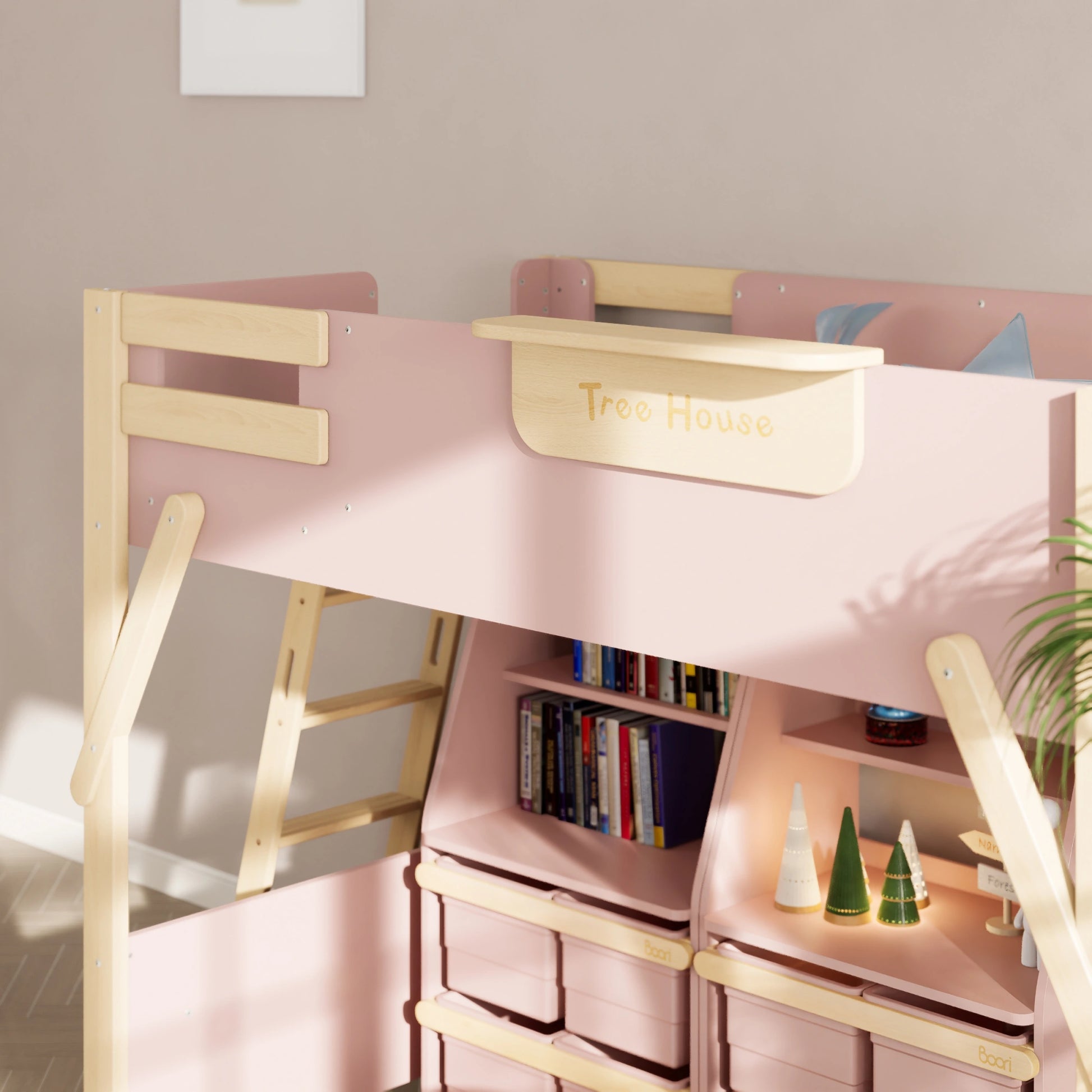 Boori Treehouse Kids NZ King Single Loft Bed + Ladder, Cherry