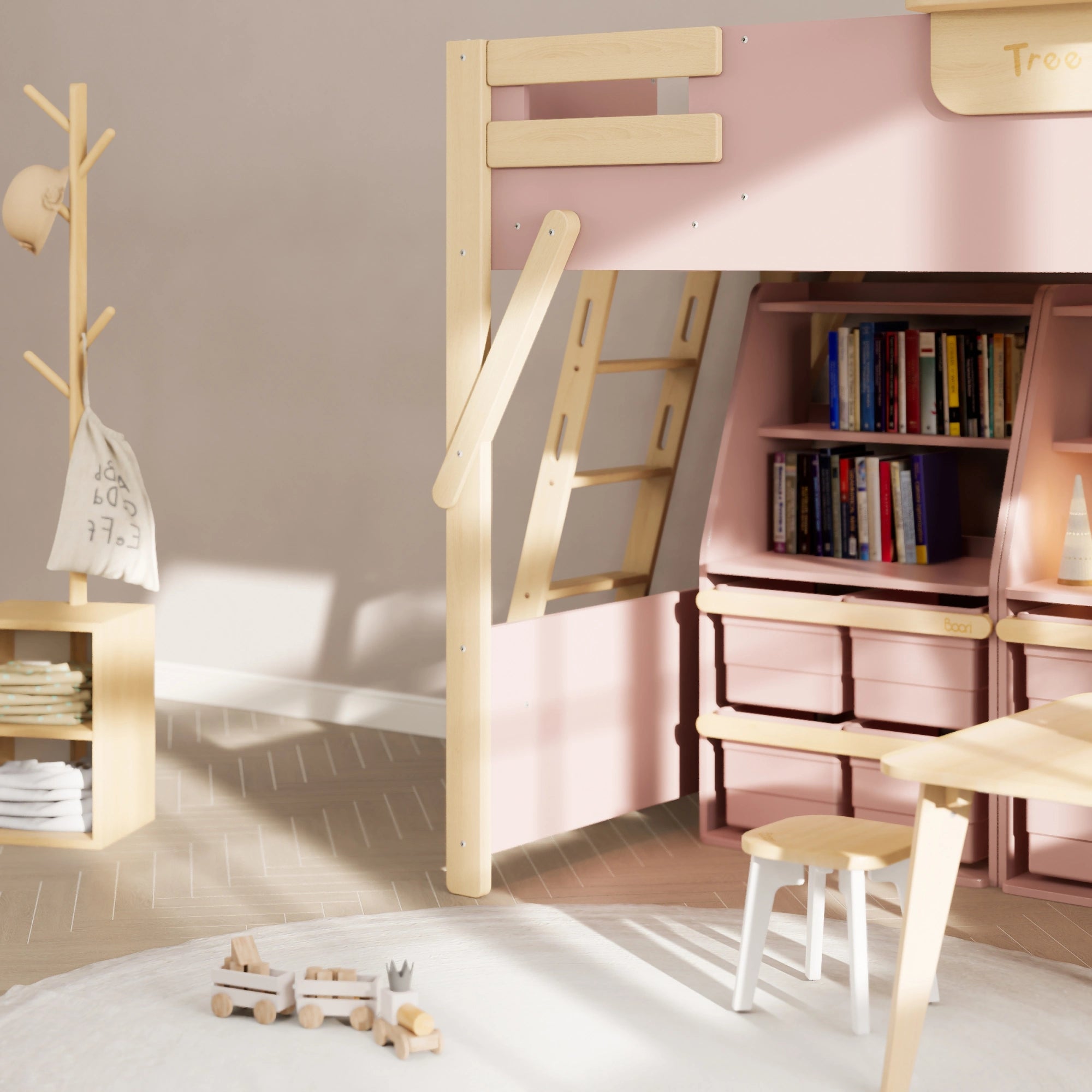 Boori Treehouse Kids NZ King Single Loft Bed + Ladder, Cherry