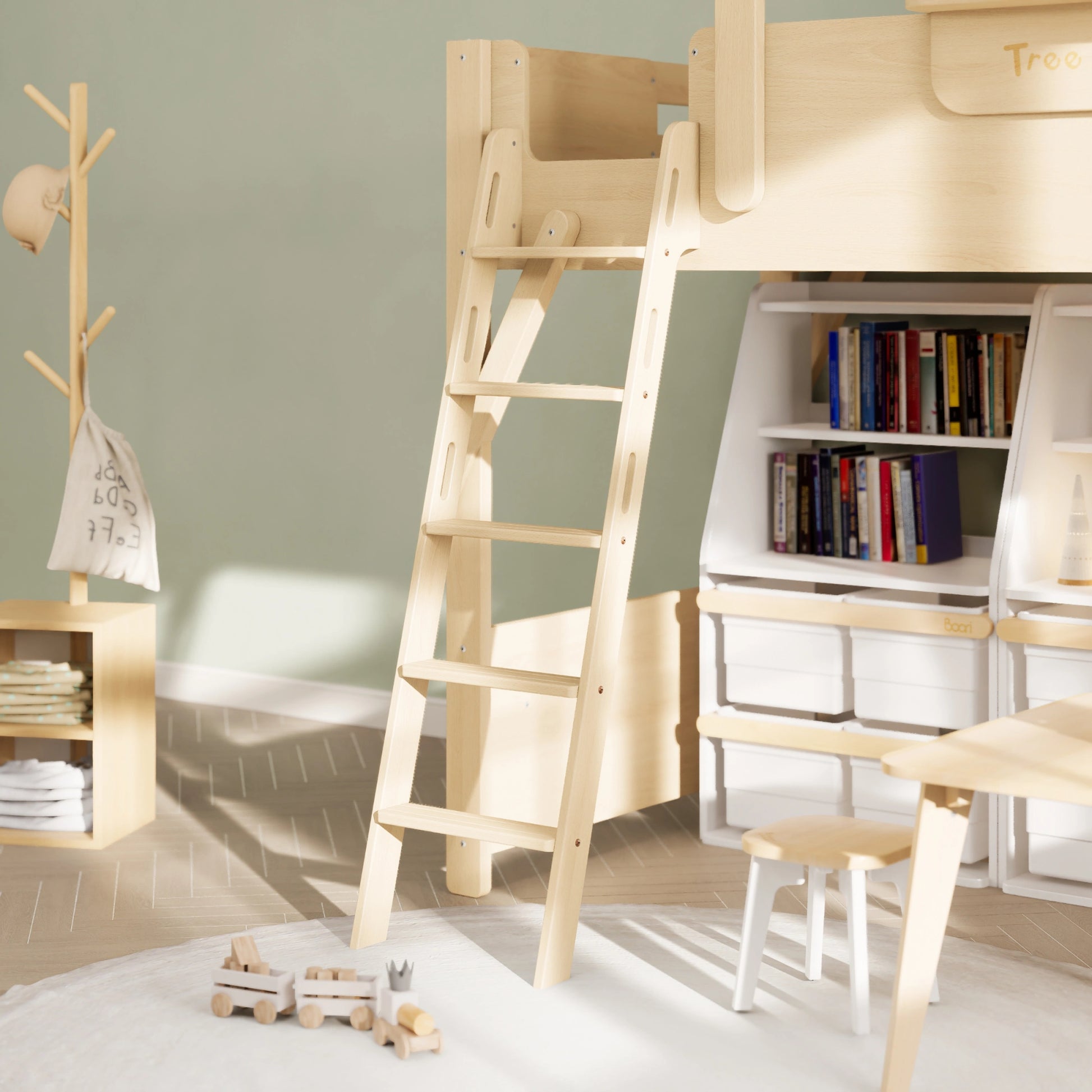 Boori Treehouse Kids NZ King Single Loft Bed + Roof Frame and Ladder, Beech