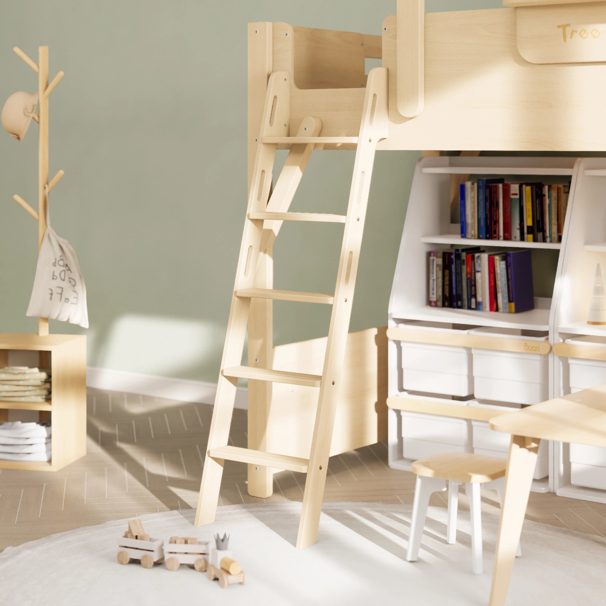 Boori Treehouse Kids NZ King Single Loft Bed + Roof Frame and Ladder, Beech