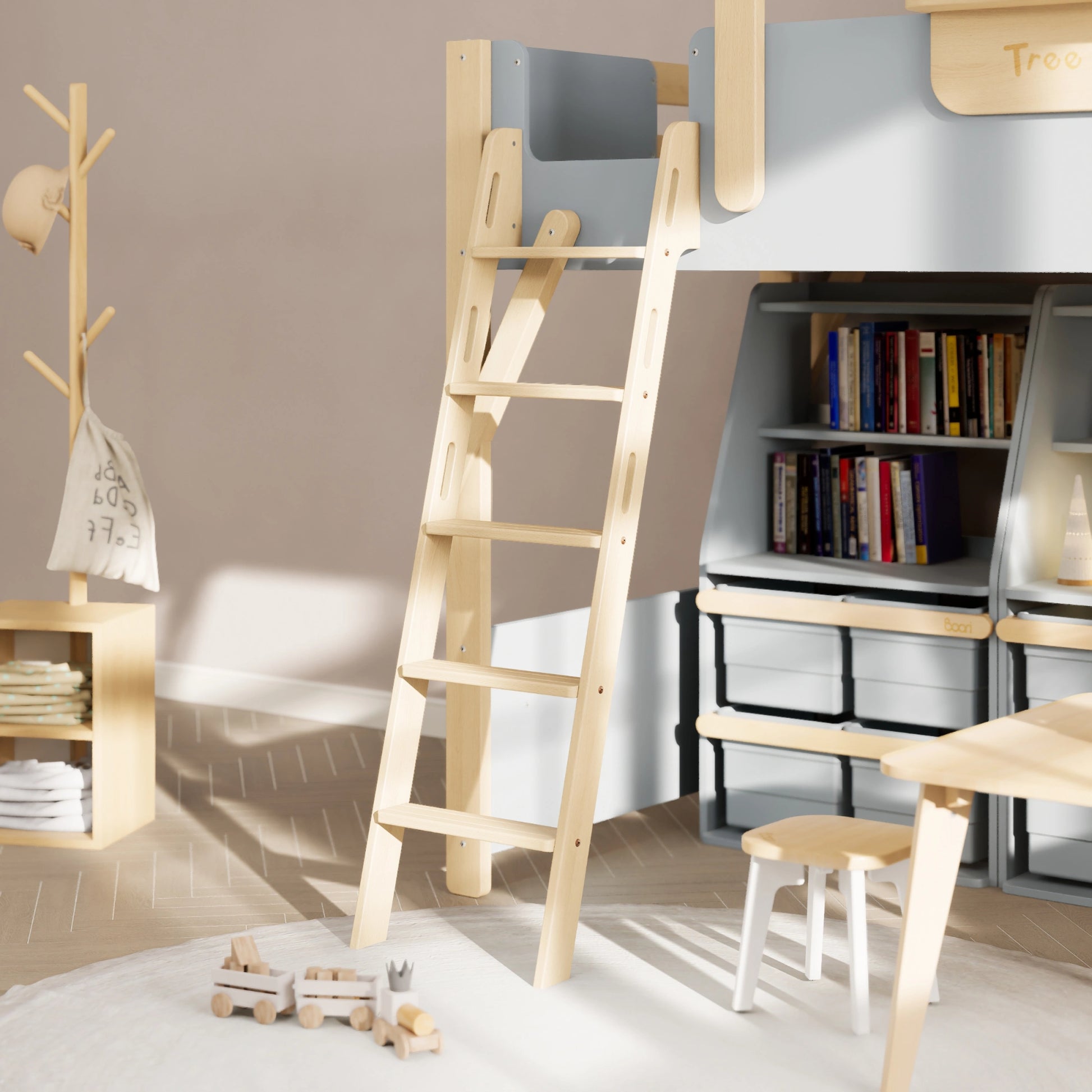 Boori Treehouse Kids NZ King Single Loft Bed + Roof Frame and Ladder, Blueberry