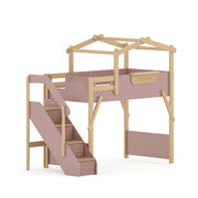 Boori Treehouse Kids NZ King Single Loft Bed + Roof Frame and Storage Staircase, Cherry