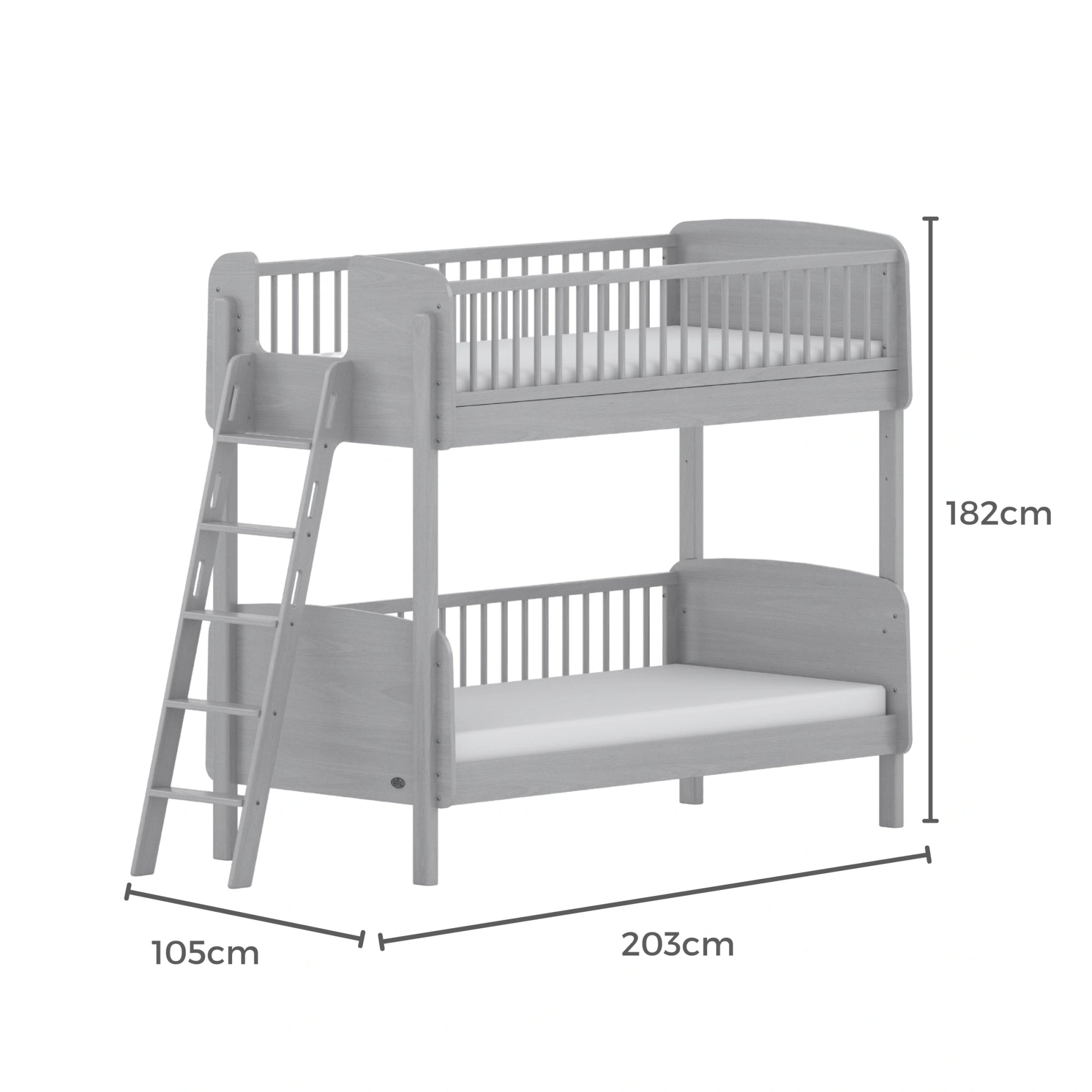 Boori Matilda Kids NZ Single Bunk Bed + Ladder, Barley White