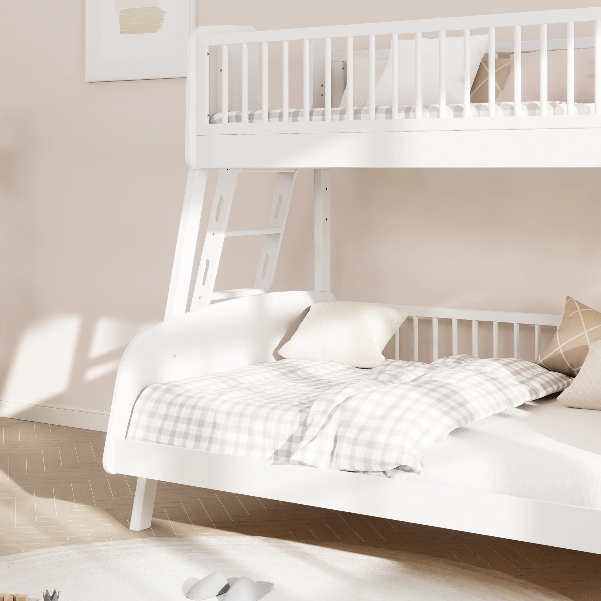 Boori Matilda Kids Maxi Bunk Bed + Ladder, Barley White, NZ Single