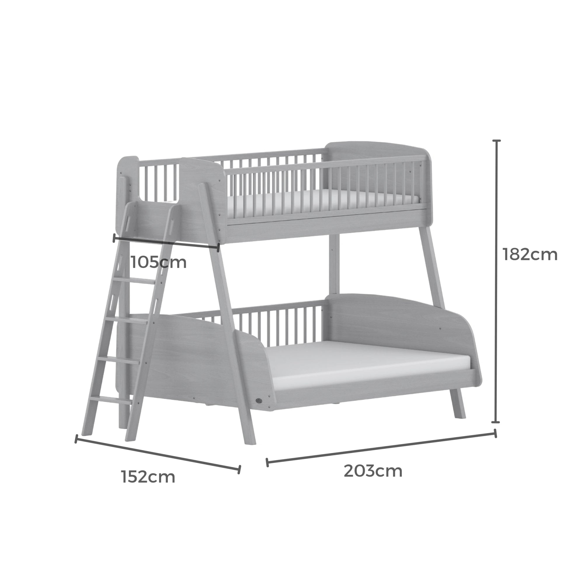 Boori Matilda Kids Maxi Bunk Bed + Ladder, Barley White, NZ Single