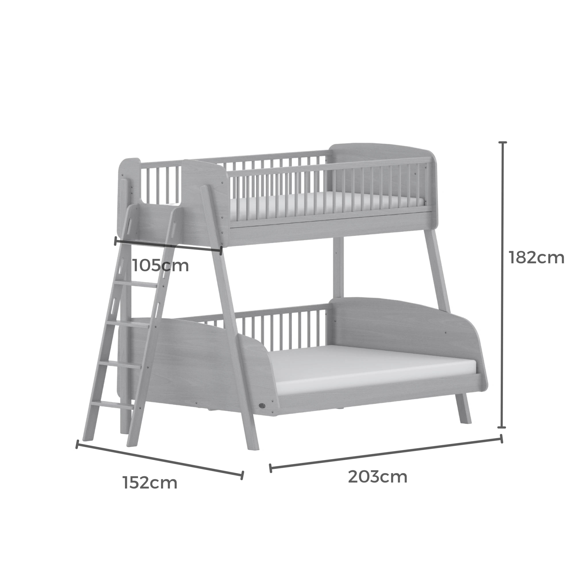 Boori Matilda Kids Maxi Bunk Bed + Ladder, Barley White, NZ Single