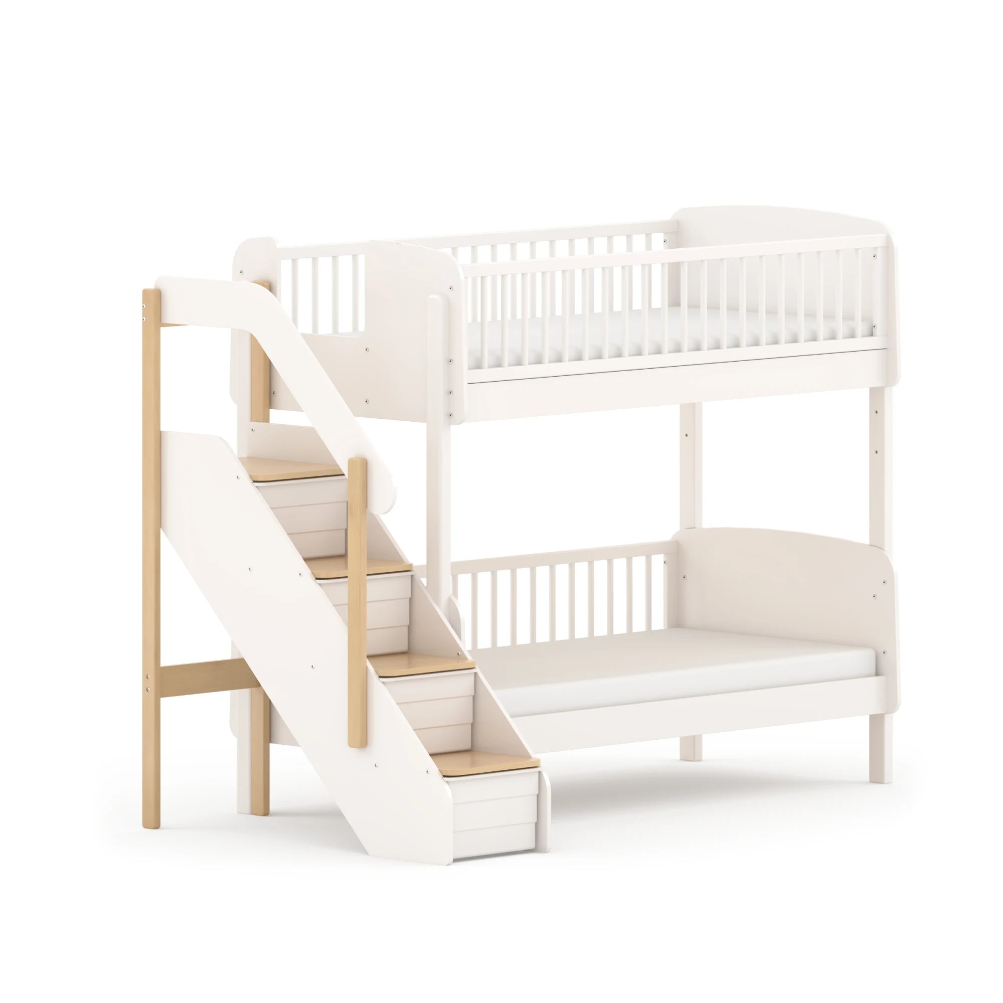 Boori Matilda Kids NZ Single Bunk Bed + Storage Staircase, Barley White