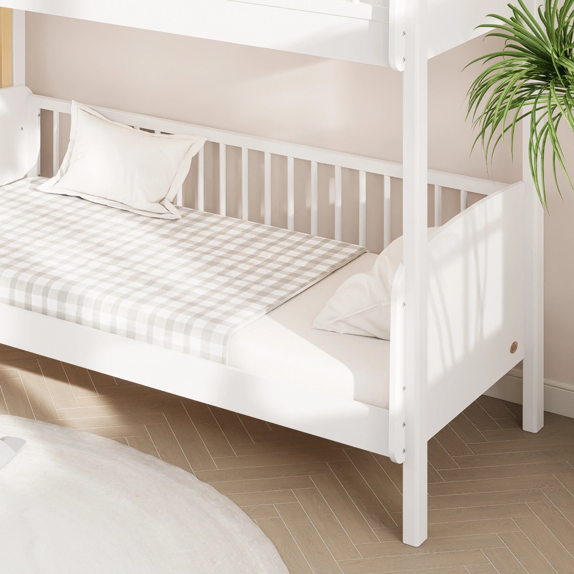 Boori Matilda Kids NZ Single Bunk Bed + Storage Staircase, Barley White