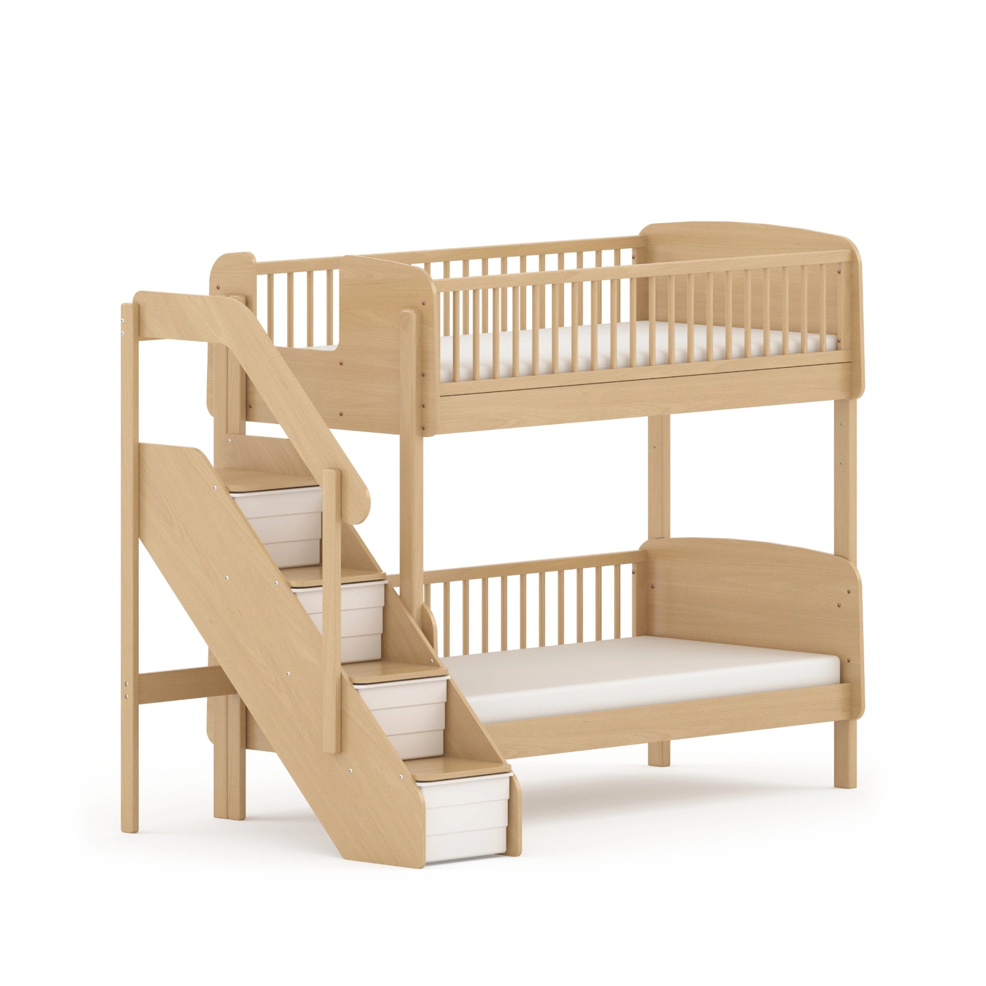 Boori Matilda Kids NZ Single Bunk Bed + Storage Staircase, Beech